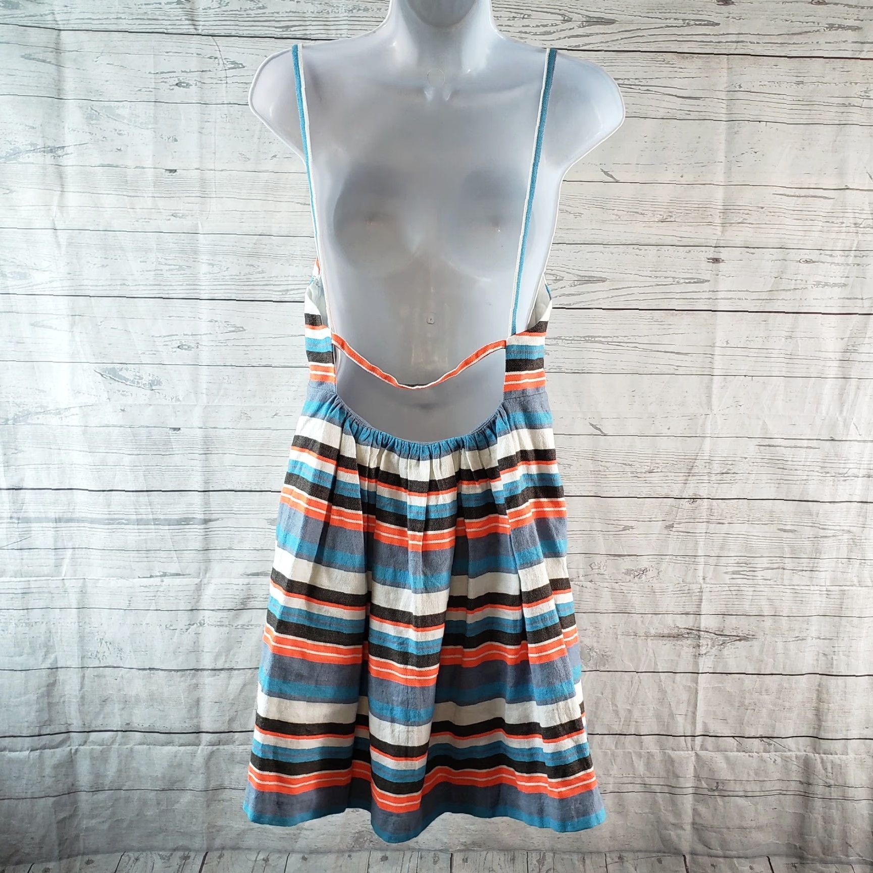 Paul & Joe Paul & Joe Sister Dress Womens Sz 40 Blue Orange Striped Open Back Sleeveless Zip Casual Fit & Flare Mens Womens Girls Size S / US 4 / IT 40 - 4 Thumbnail