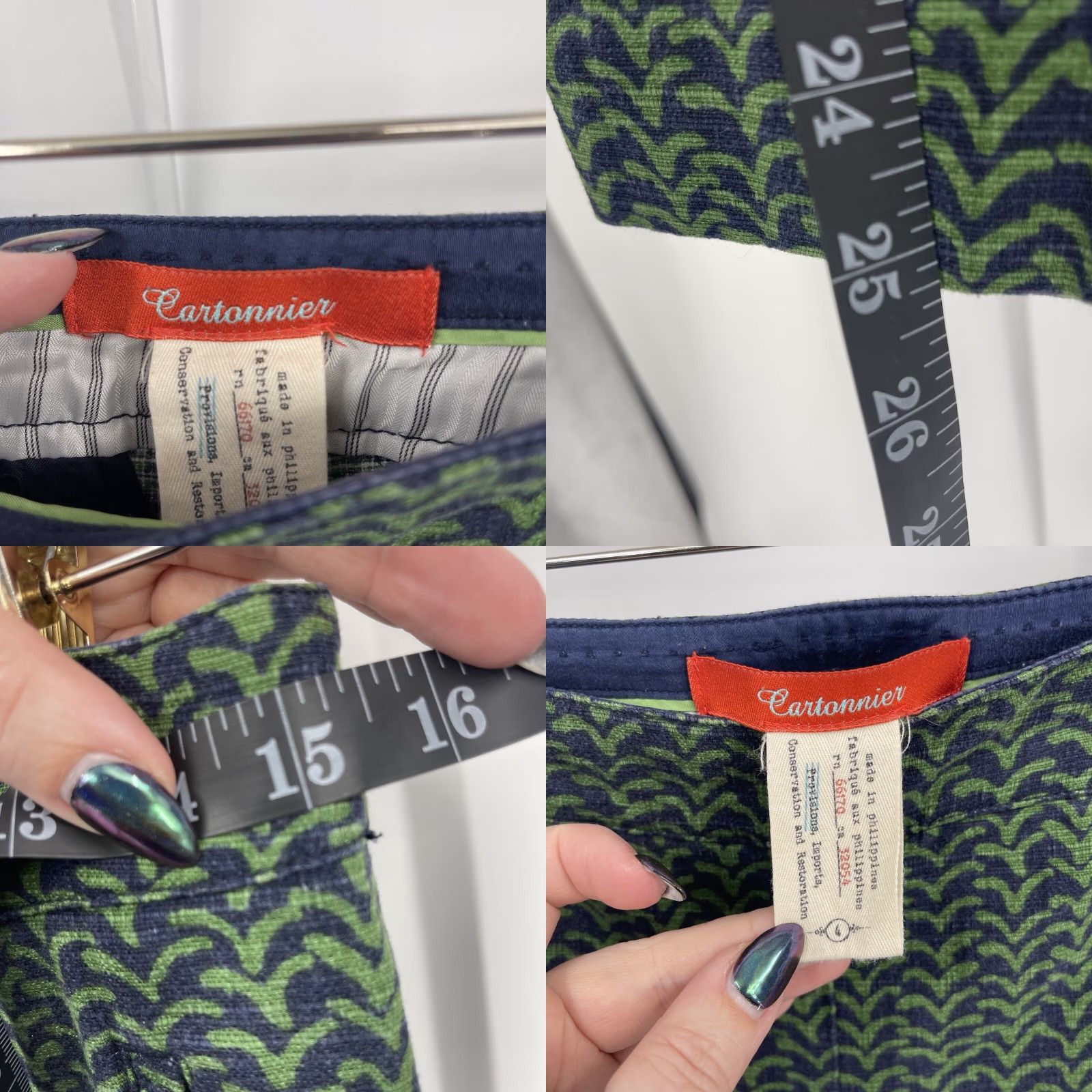 Vintage Cartonnier Charlie Pants Womens Size 4 Blue Green Pattern Ankle Quiet Luxury Vintage No Size 27" / US 4 / IT 40 - 8 Thumbnail