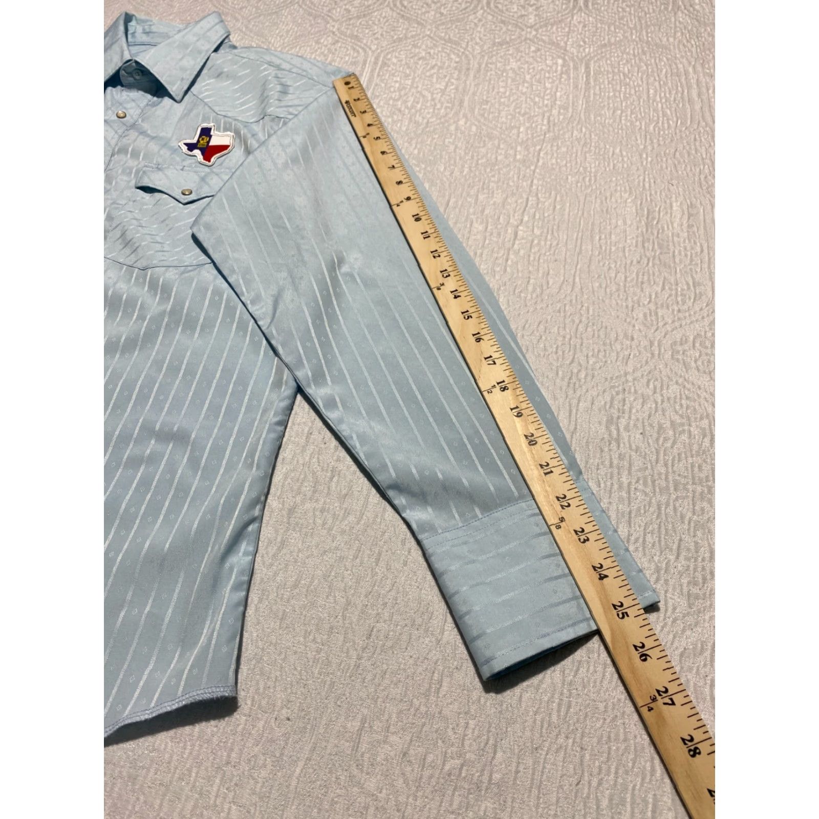 Wrangler Wrangler Shirt Men's Large Blue Pearl Snap Casual Western Cowboy Texas Patch Shirt Size US L / EU 52-54 / 3 - 8 Thumbnail