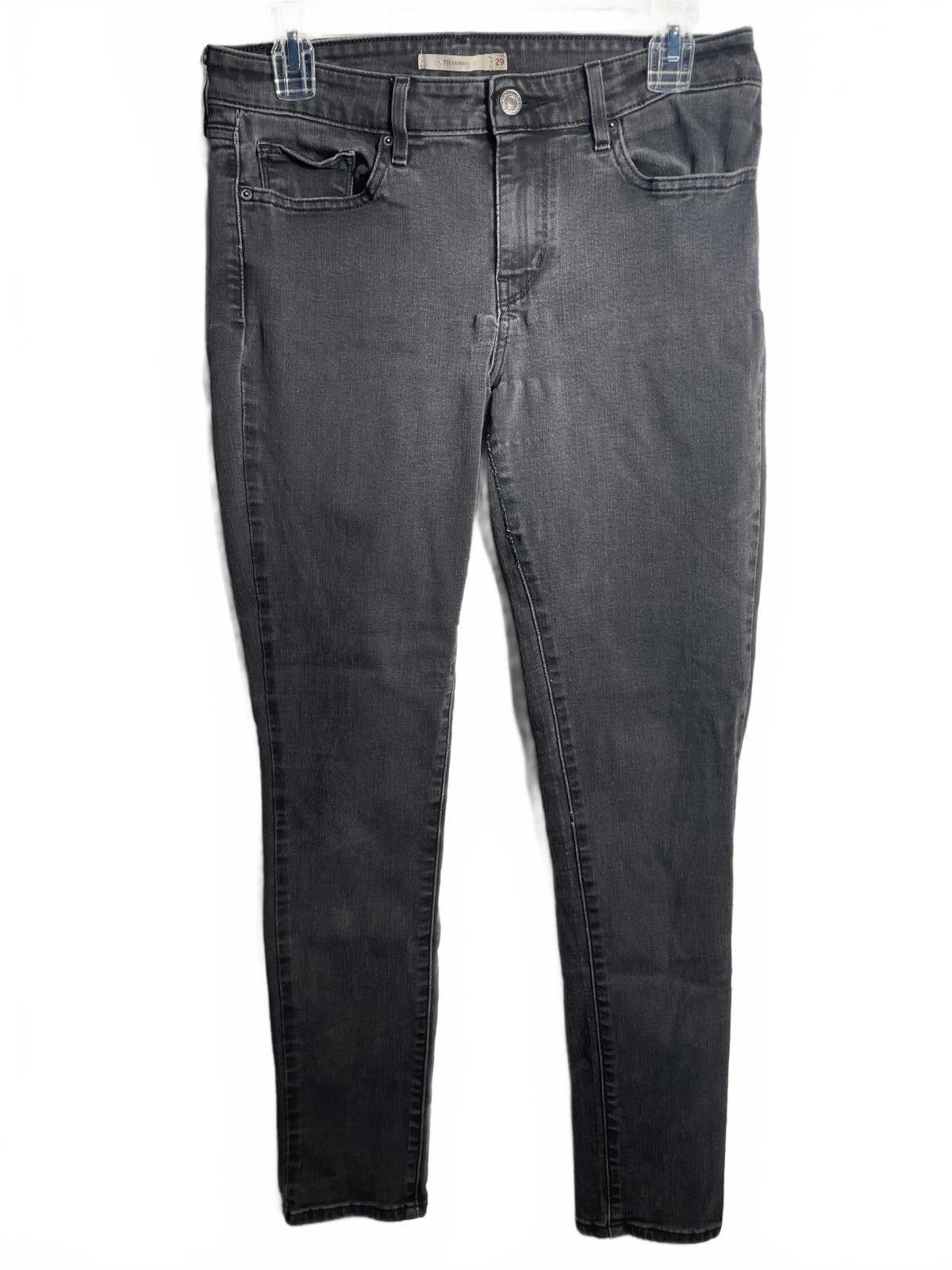 Levi's Levis Jeans 711 Women's 29 Black Pants Ankle Casual Grunge Size 29" - 2 Thumbnail