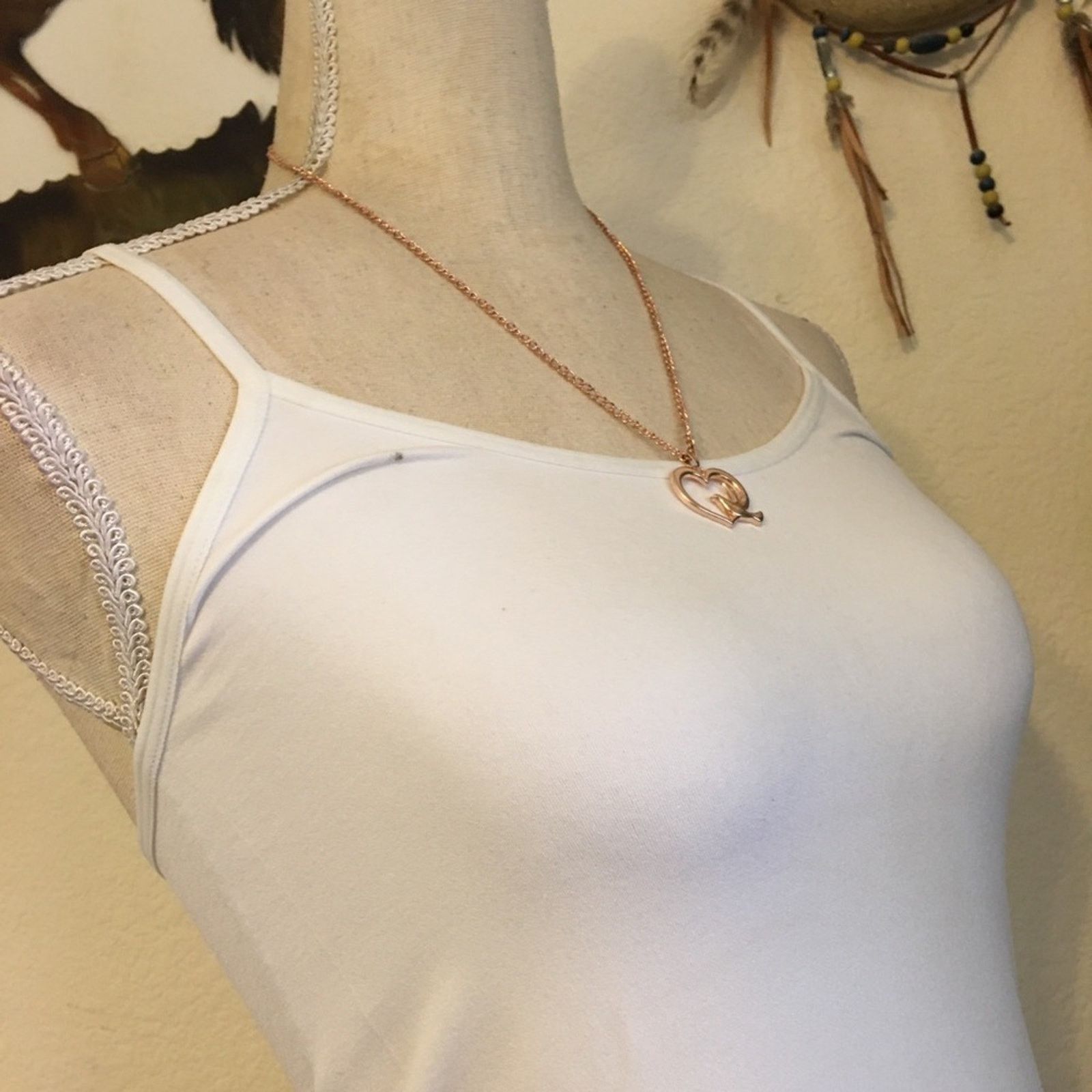 Vintage Vintage shiny rose gold tone dove & heart necklace Size ONE SIZE - 2 Thumbnail