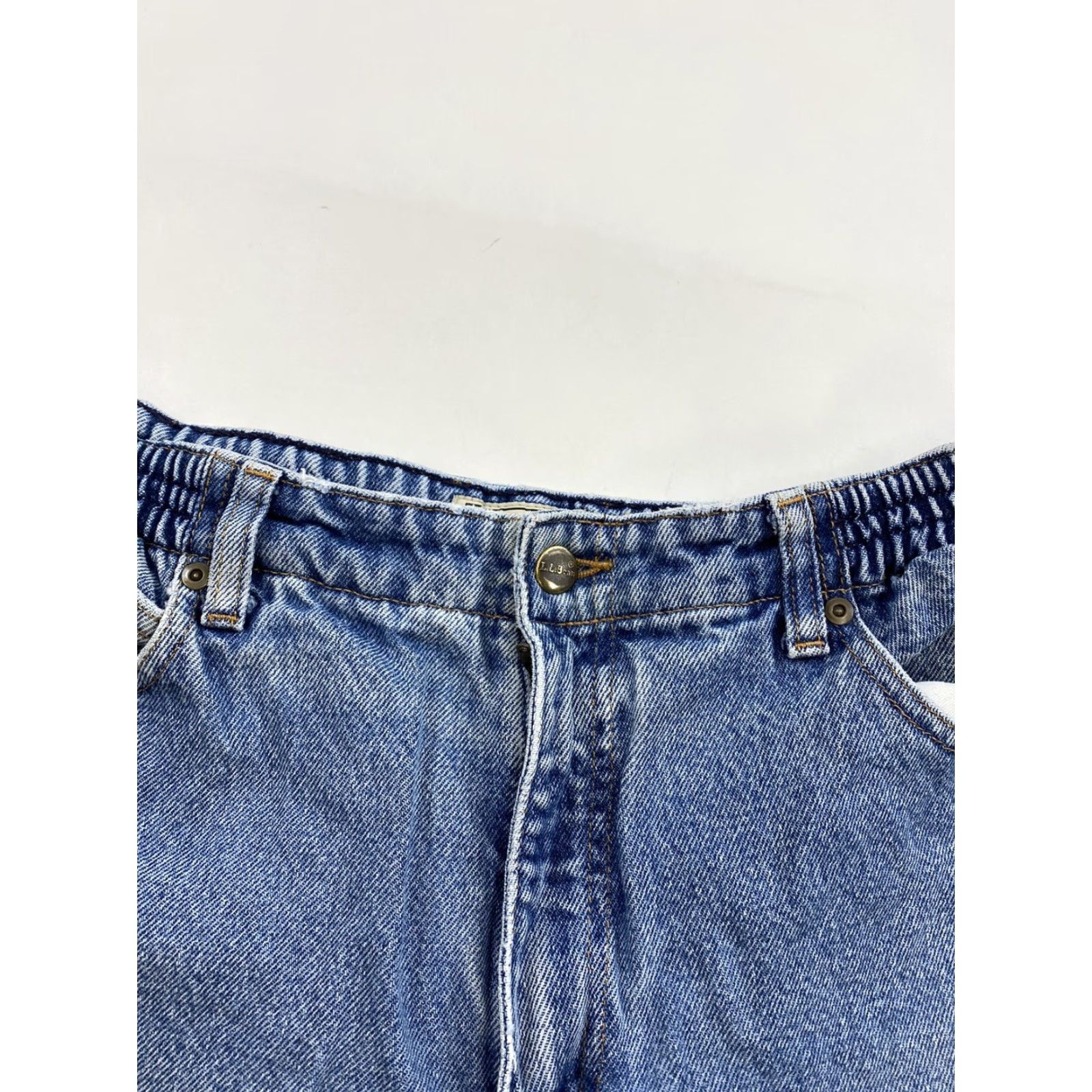 Vintage VINTAGE L.L. BEAN Jeans Womens 14P Blue Mom Jeans Denim High Rise 90s Petite Inseam 22 in Pockets Elastic Waist Womens Size 36" / US 14 / IT 50 - 3 Thumbnail