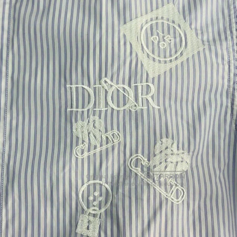 Dior Dior Size38 Blue and white striped embroidered pattern shir Size US XXS / EU 40 - 7 Thumbnail