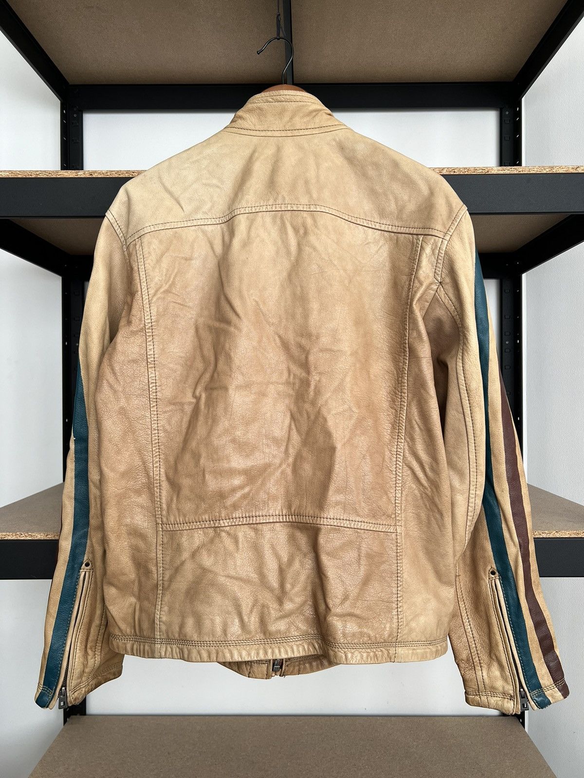 Strellson Strellson Moto Racing Faded Leather Jacket Sz 52 Size US L / EU 52-54 / 3 - 8 Thumbnail