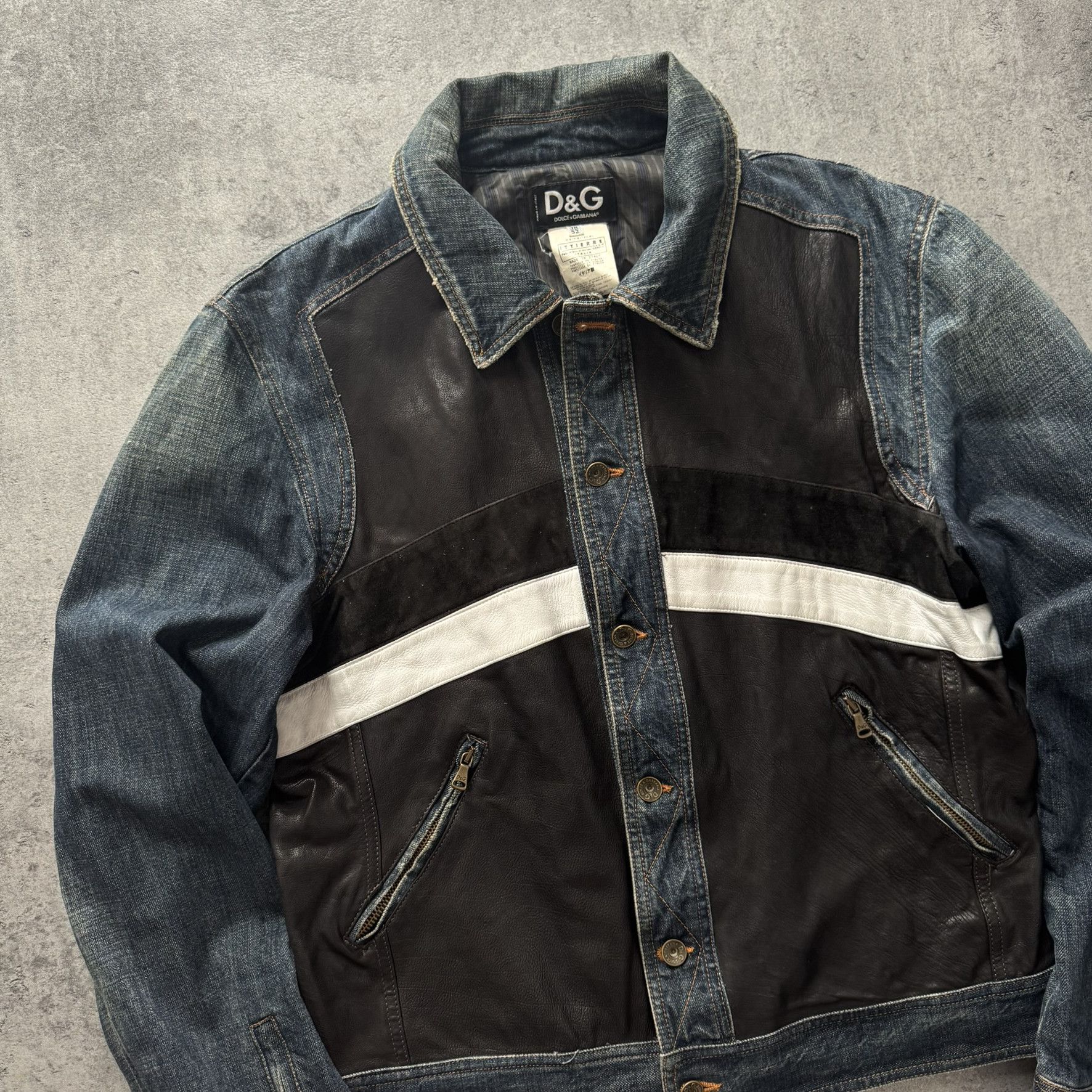 Dolce & Gabbana × Grailed Dolce&Gabbana Denim Jacket Jeans RARE D&G Leather Size US L / EU 52-54 / 3 - 2 Thumbnail