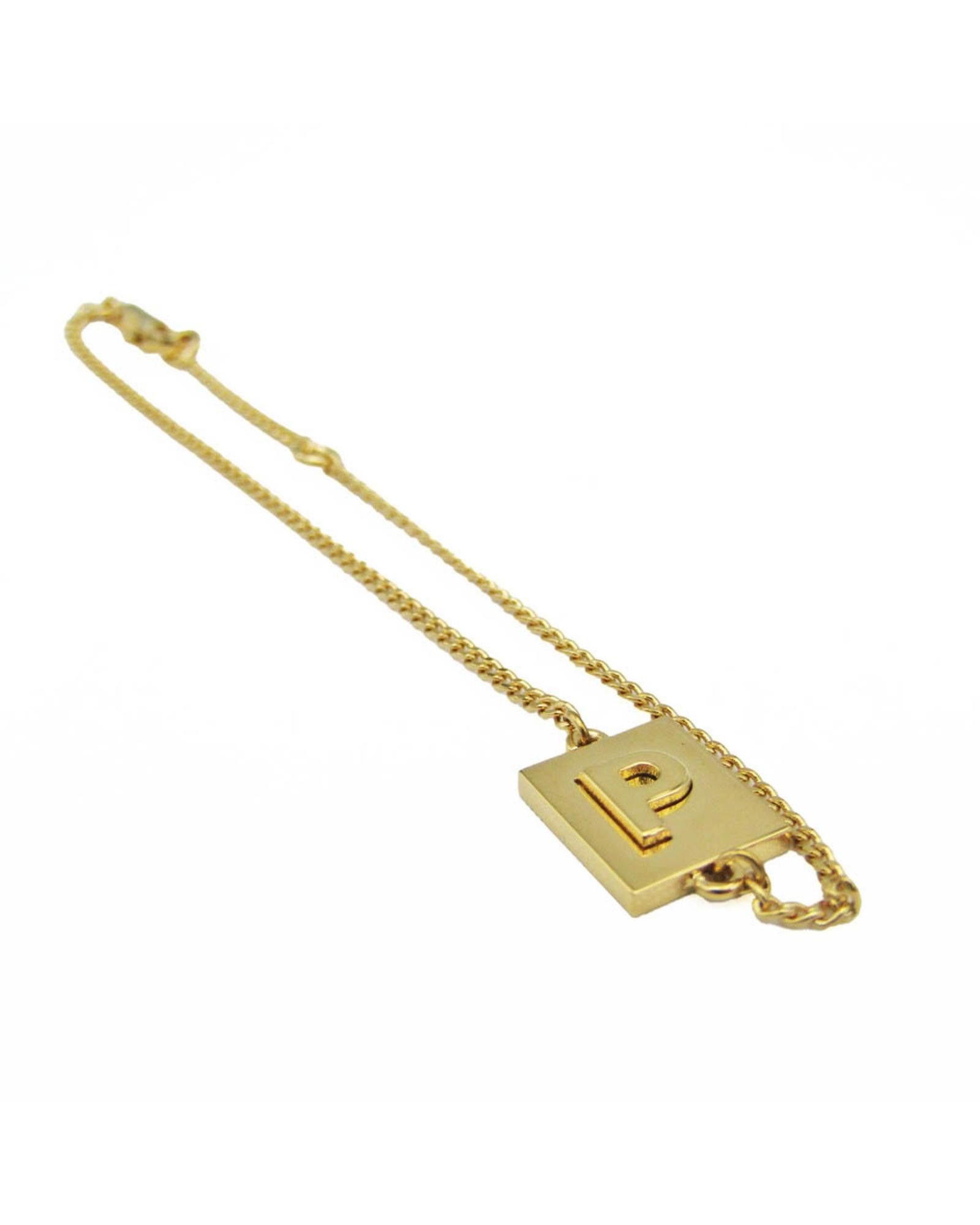 image of Gold Metal Celine Alphabet P Charm Bracelet, Women's