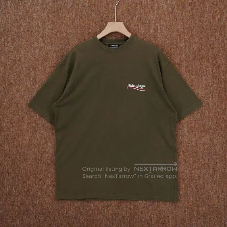 Balenciaga Balenciaga Washed Green Coke Embroidered Short Sleeve Size US L / EU 52-54 / 3 - 1 Thumbnail