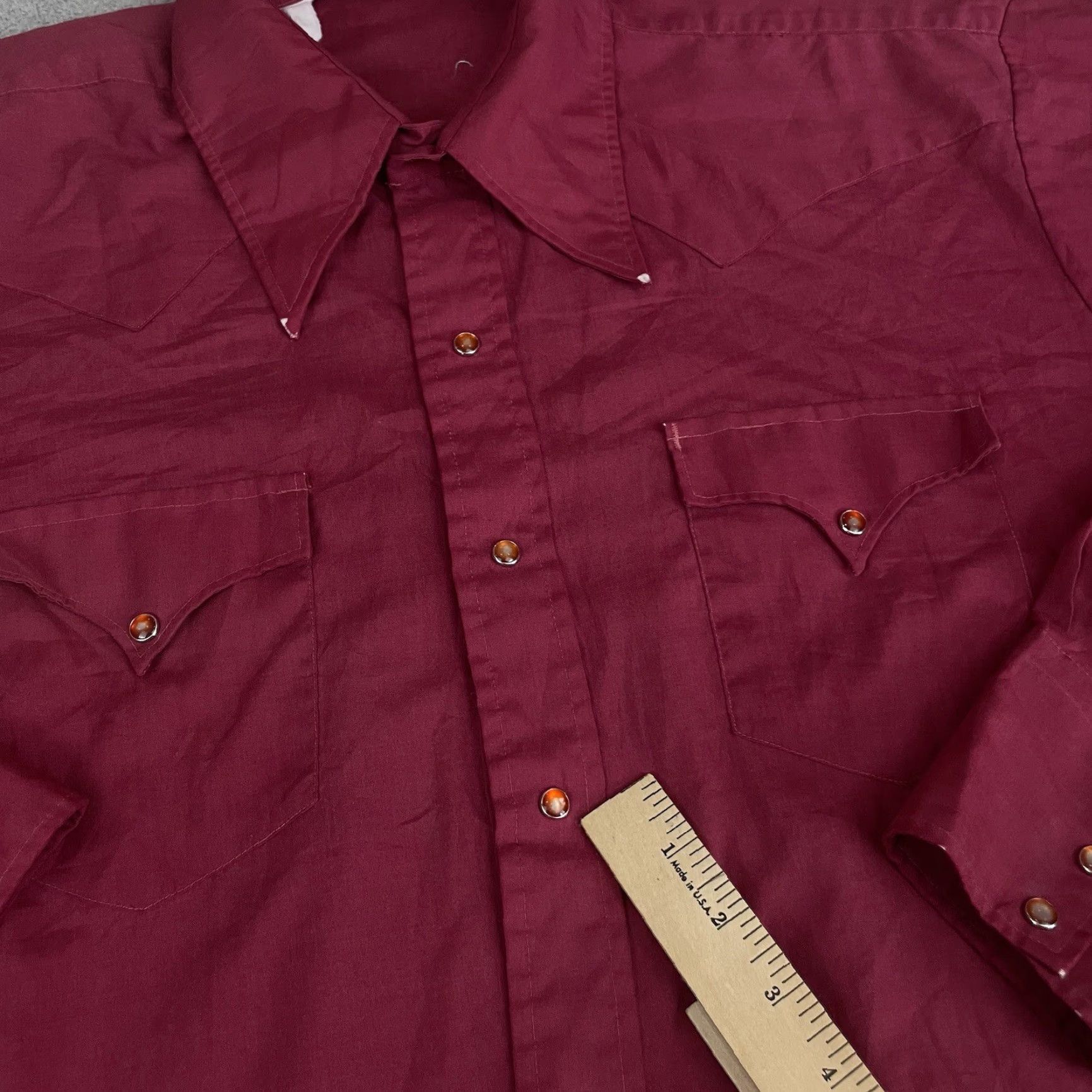 Vintage VINTAGE Western Pearl Snap Shirt Red 60s 70s Cotton Polyester Blend Long Sleeve Cowboy Rodeo Ranch Mens XL snap collar pockets Size US XL / EU 56 / 4 - 6 Thumbnail