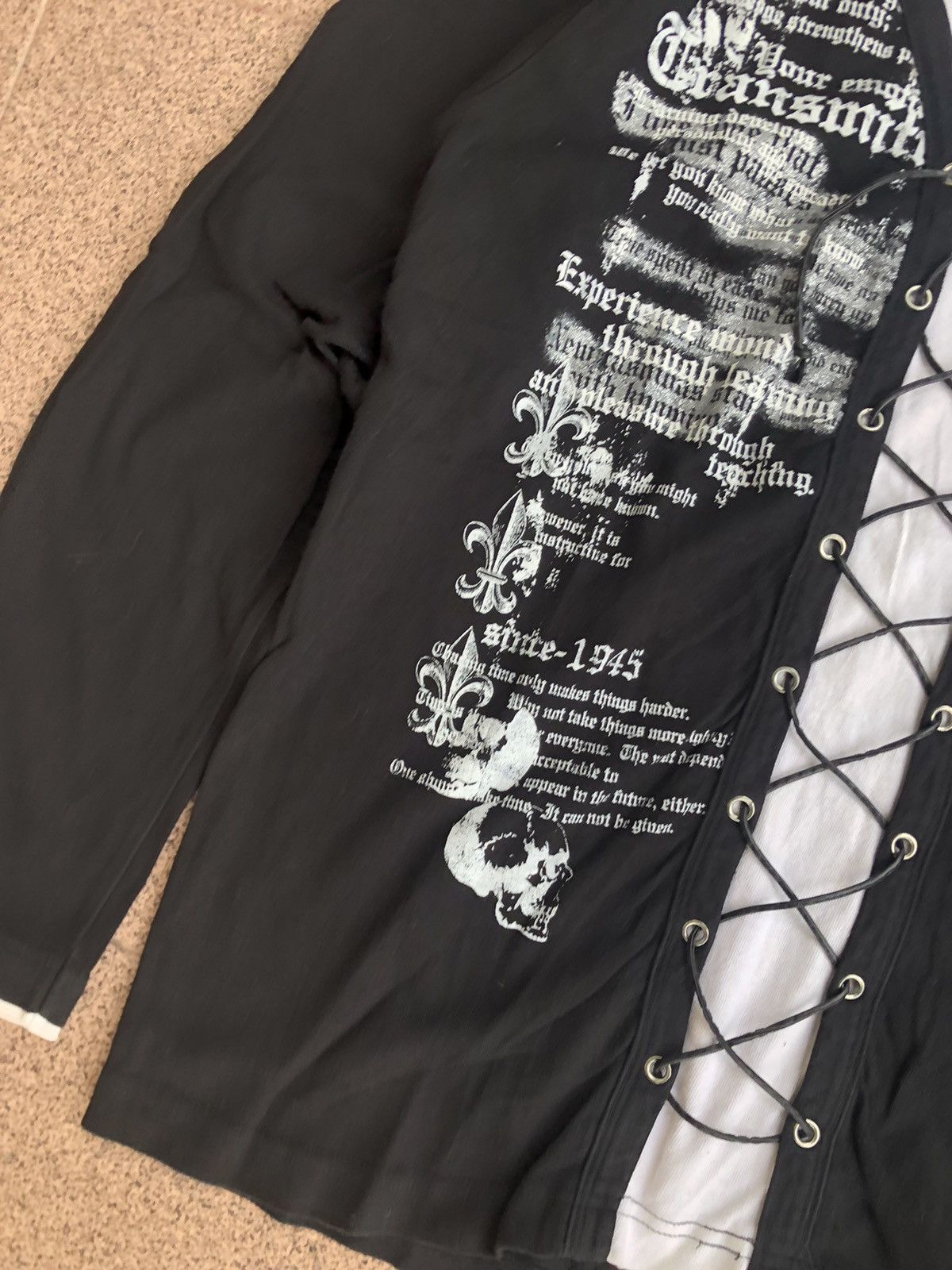 Japanese Brand Beaumont carr lace up poem words double layer longsleeve Size US L / EU 52-54 / 3 - 7 Thumbnail