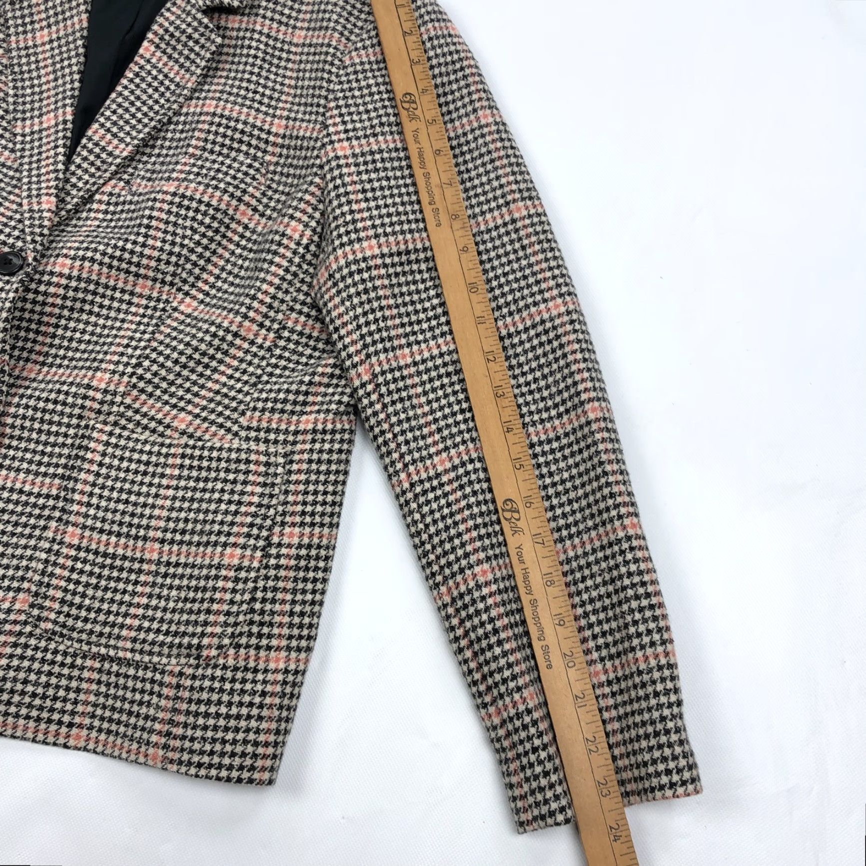 Vintage L.L.Bean Blazer Women’s L Petite Wool Silk Blend Houndstooth Plaid Jacket Size L / US 10 / IT 46 - 7 Thumbnail