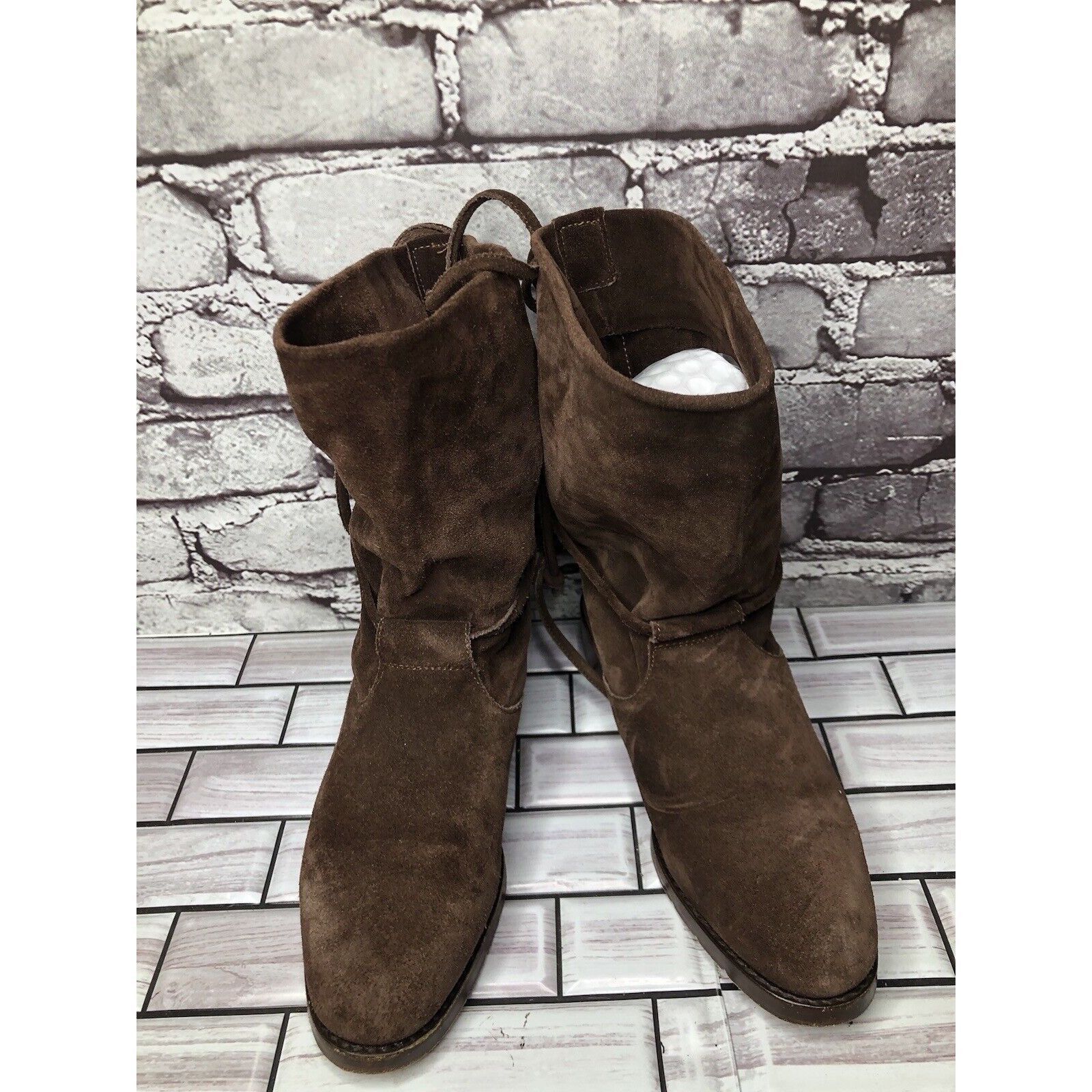Other Joan & David Brown Suede Leather Back Lace Up Heels Boots Wo Size US 6 / IT 36 - 16 Thumbnail