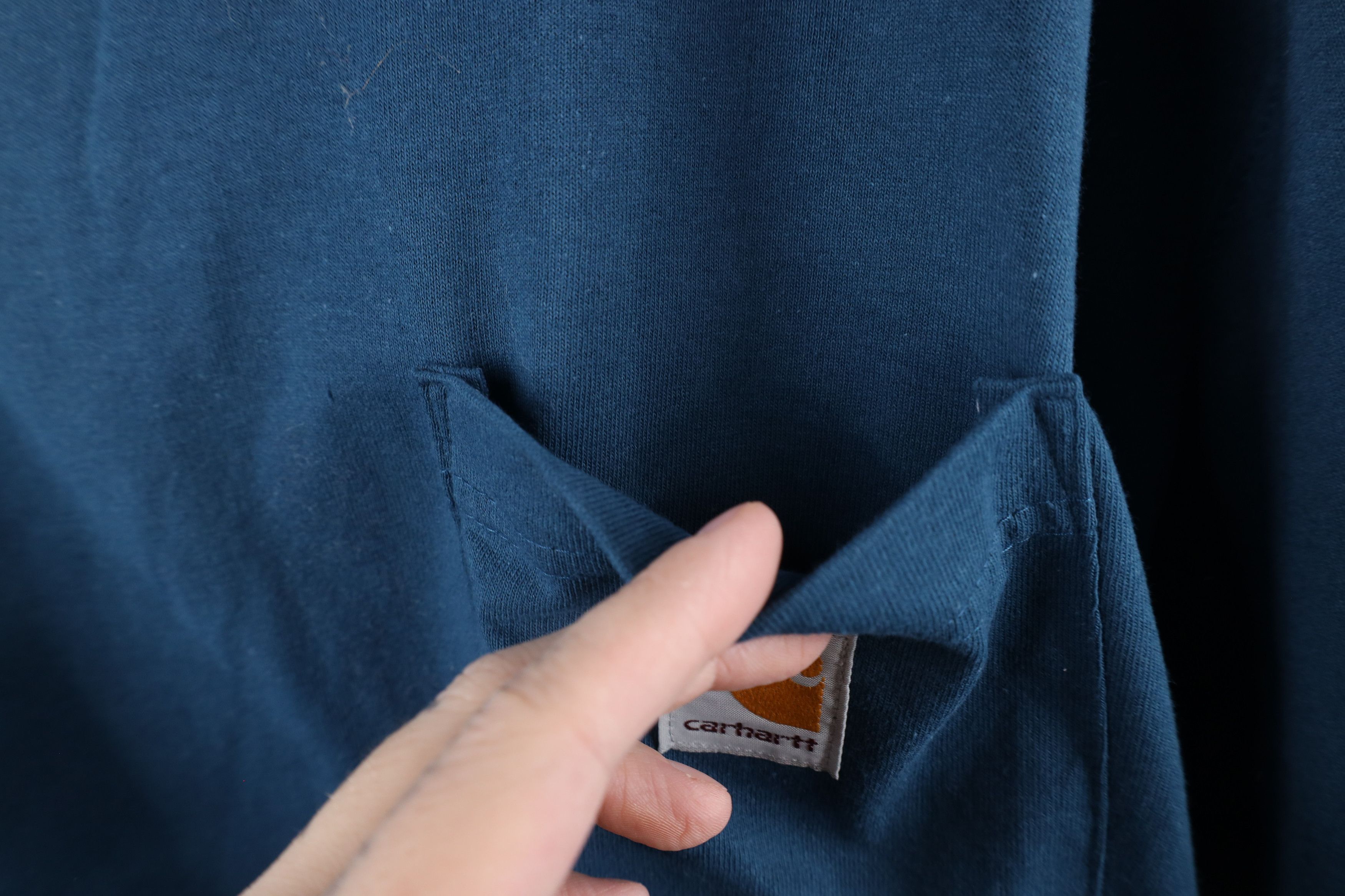 Carhartt × Vintage Vintage Carhartt Spell Out Heavyweight Pocket T-Shirt Blue Size US XXL / EU 58 / 5 - 5 Thumbnail