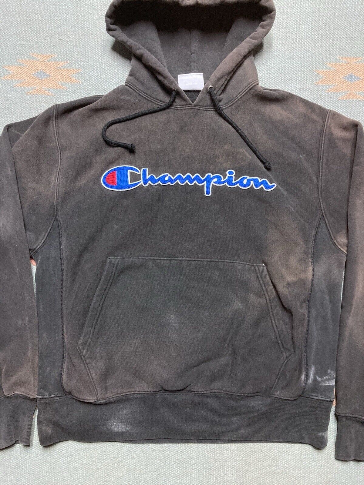Champion × Vintage Champion reverse weave hoodie pullover fade black spellout M Size US M / EU 48-50 / 2 - 3 Thumbnail