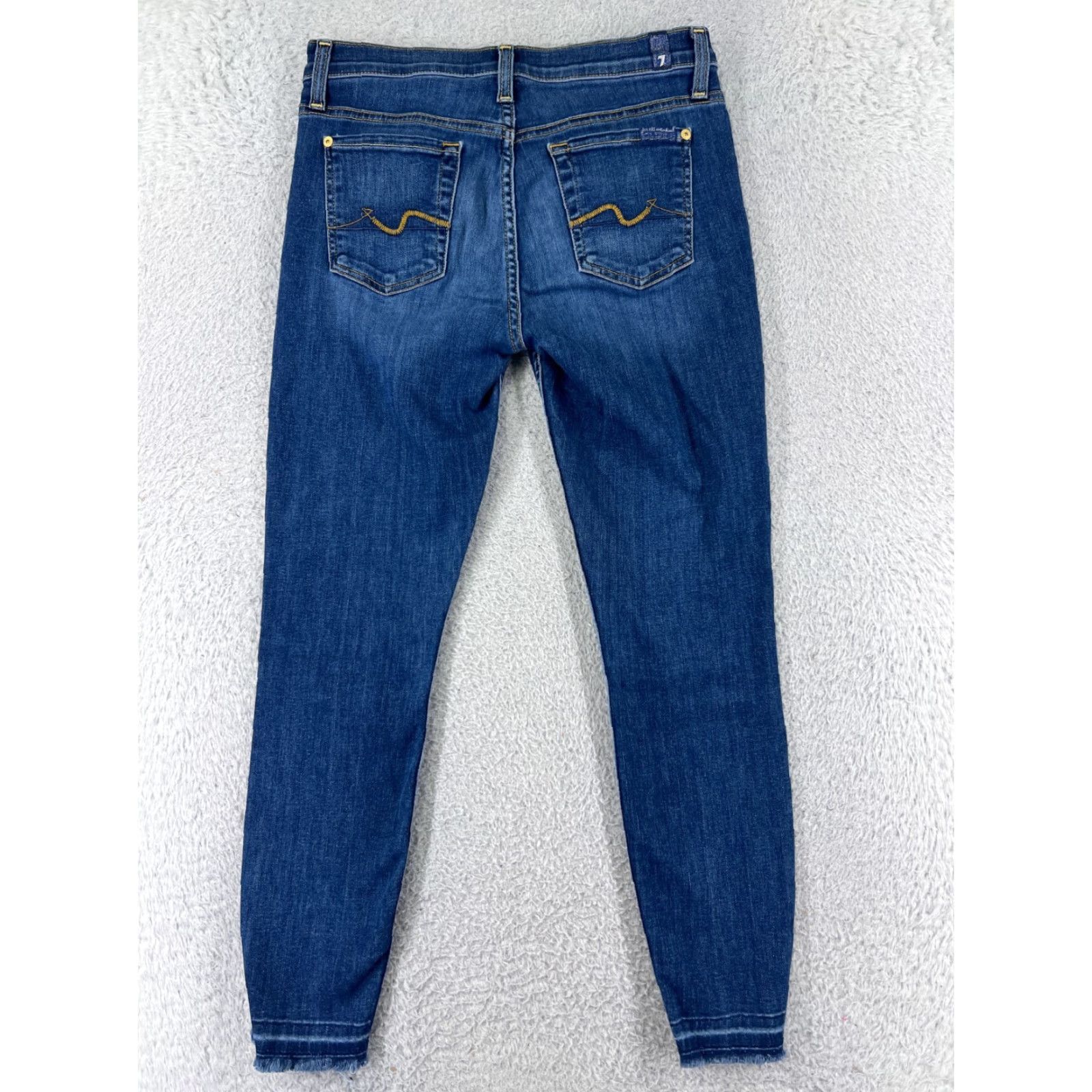 7 For All Mankind 7 For All Mankind Jeans Women 26 Blue Low Rise Skinny Tapered Cotton Blend Jeans Ladies 26 Blue Dark Denim 7 For All Mankind Womens Jeans - Size 26" / US 2 / IT 38 - 2 Thumbnail