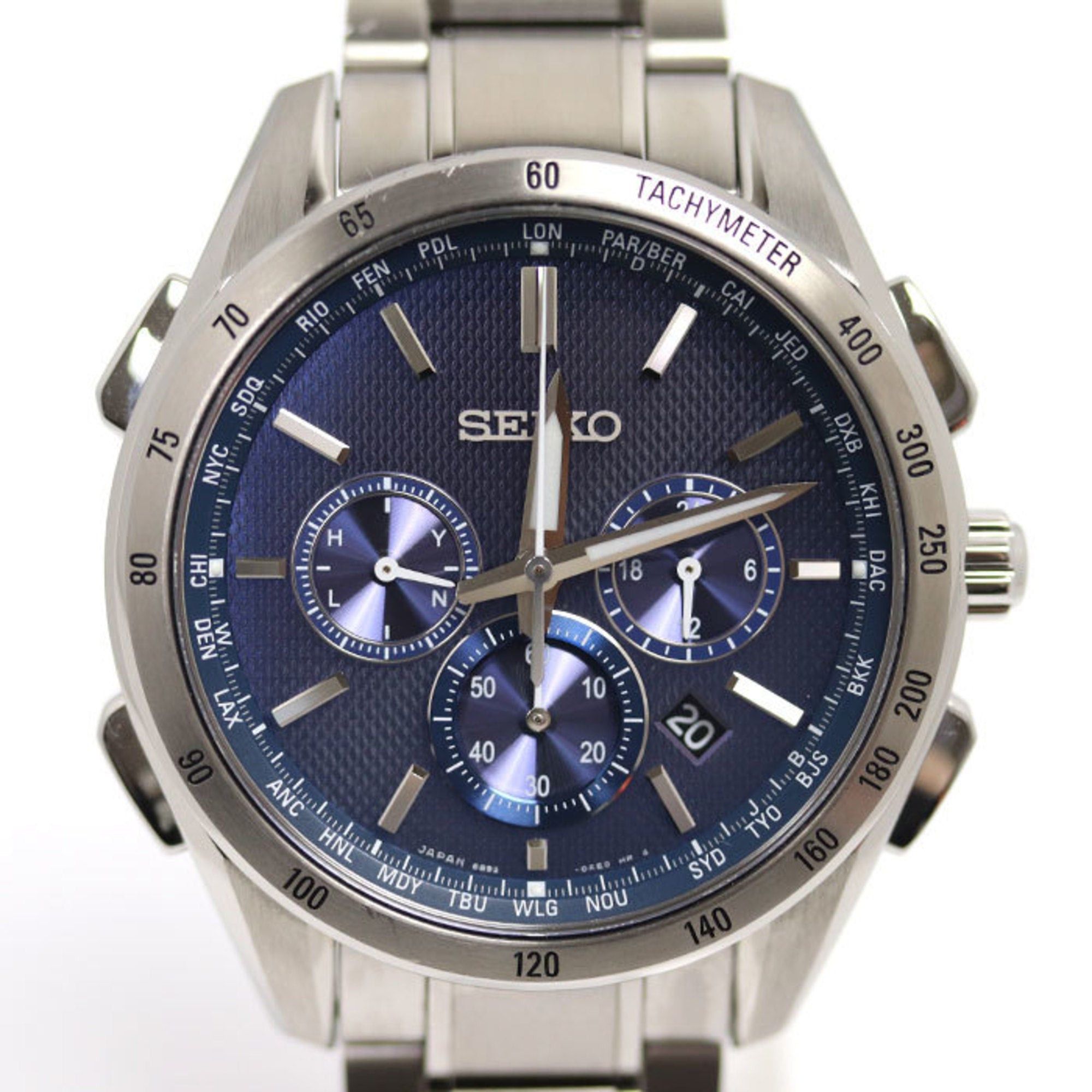 image of Seiko Brightz Flight Expert Radio Watch Solar Saga191 8B92-0Ab0 Men's K23-2791-1 in Silver