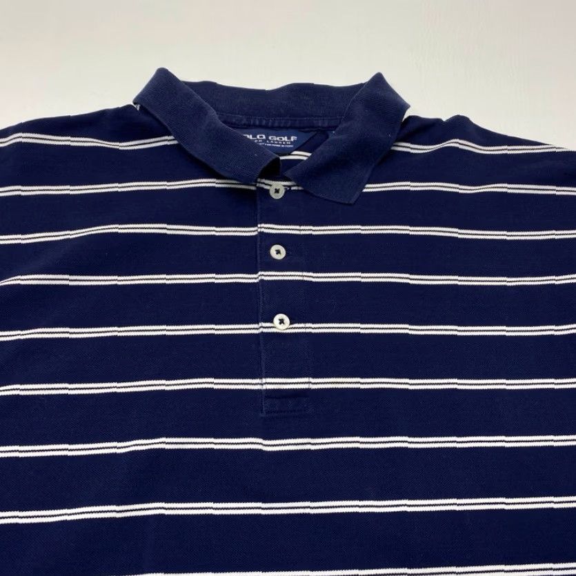 Ralph Lauren Polo Golf by Ralph Lauren Polo Shirt Mens XL Blue White Striped Short Sleeves Size US XL / EU 56 / 4 - 4 Thumbnail