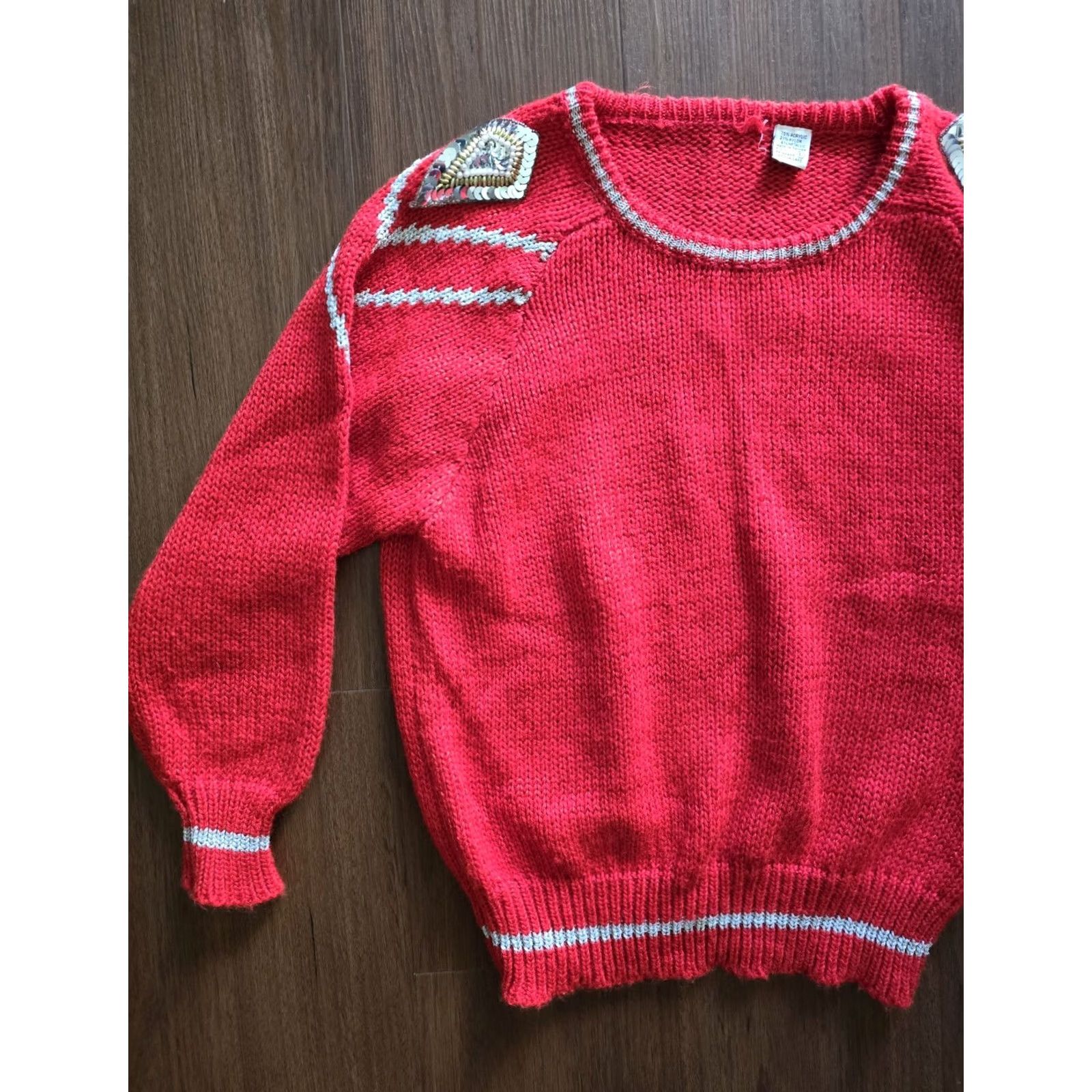 Vintage Vintage 1980s Red Sequin Christmas Holiday New Years Sweater - Womens Medium/Large Size M / US 6-8 / IT 42-44 - 2 Thumbnail