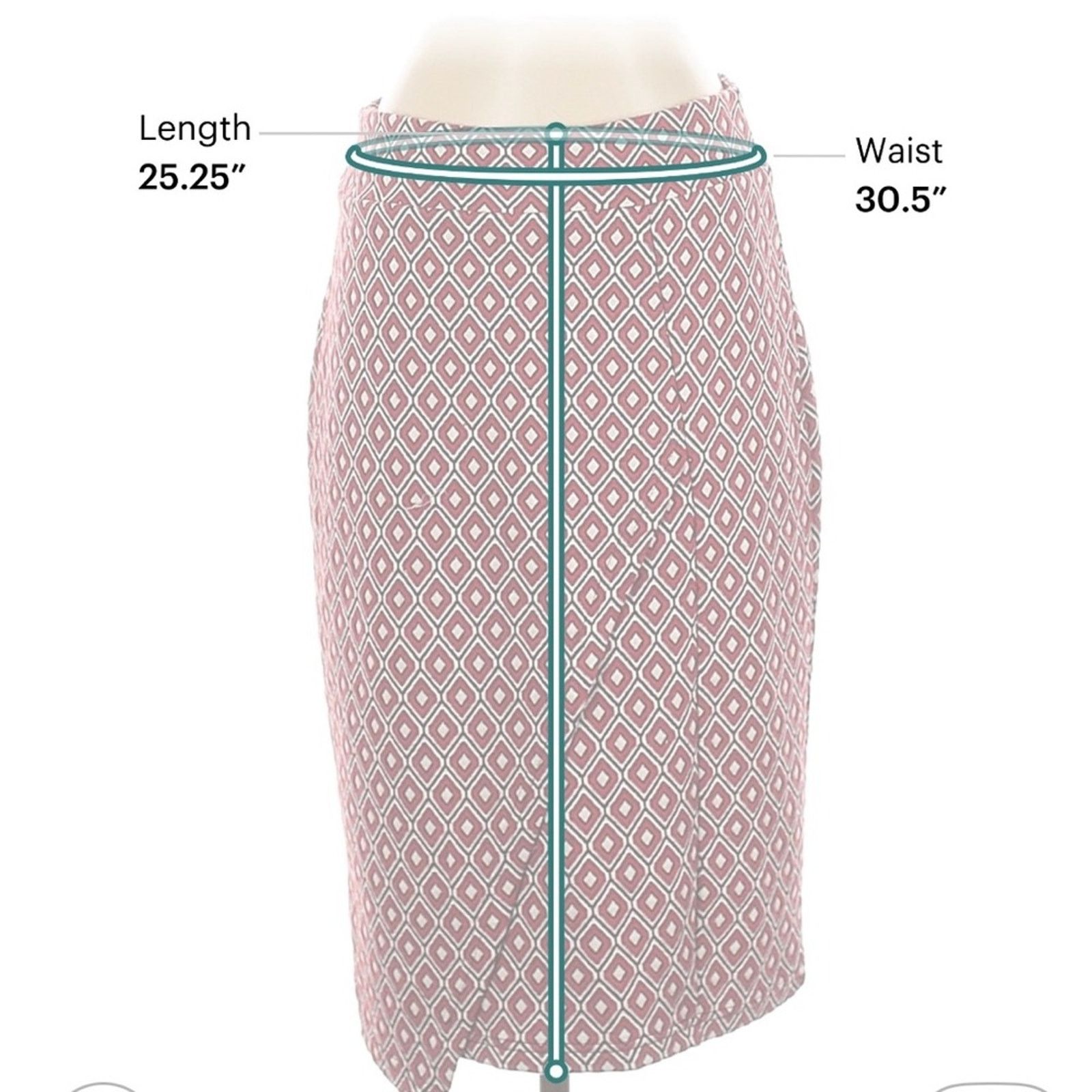 Anthropologie Anthropologie Red and White Diamond Pencil Skirt Size 28" / US 6 / IT 42 - 3 Thumbnail