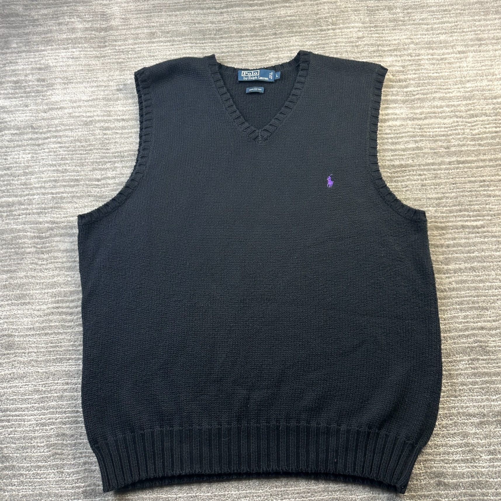 Polo Ralph Lauren VINTAGE Polo Ralph Lauren Vest Mens Large Black Knit Polo Ralph Lauren Sweater Vest Mens L Black Knit Logo 80s 90s Tennis Golf All Seasons Size US L / EU 52-54 / 3 - 2 Thumbnail