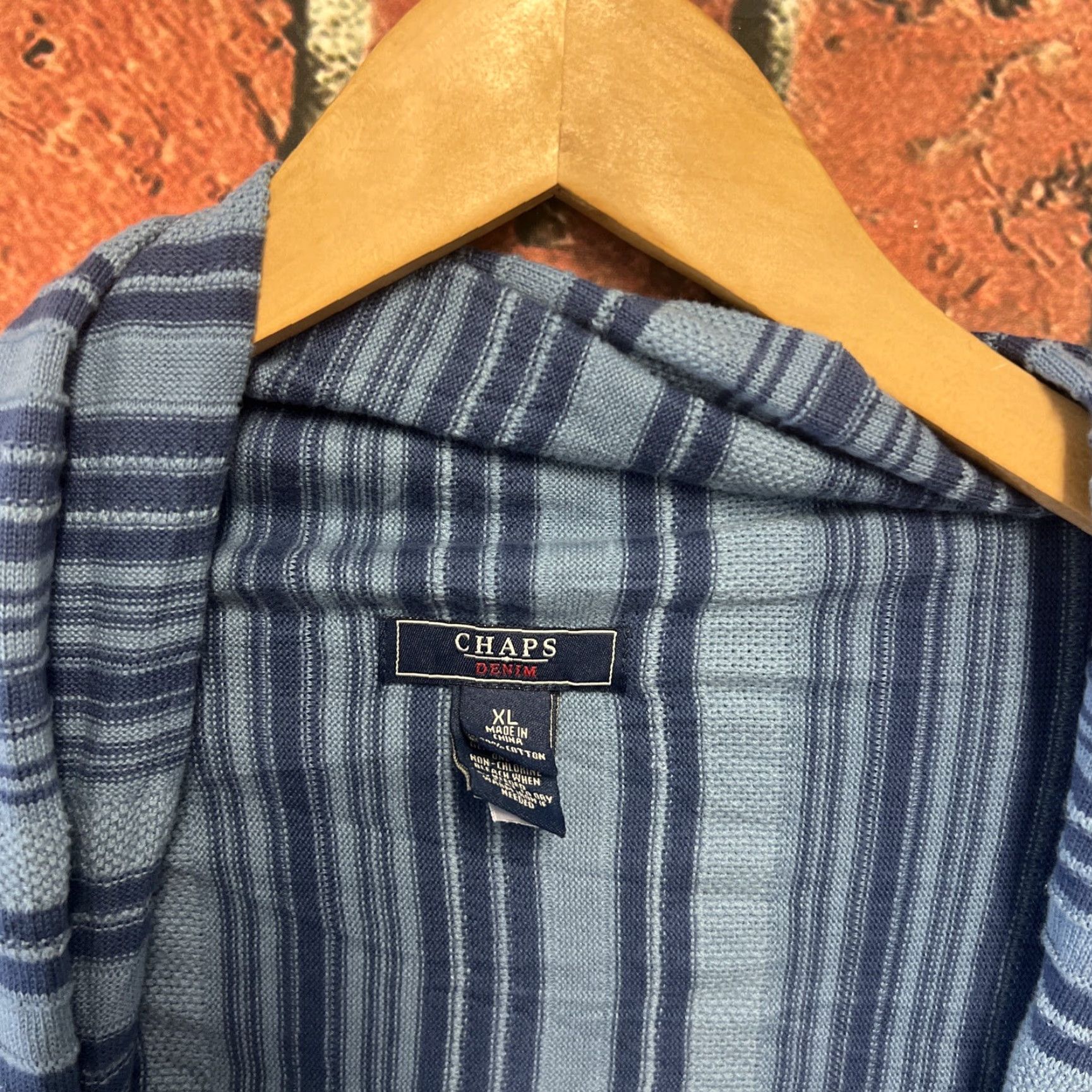 Chaps VINTAGE Chaps Cardigan Sweater Denim Cotton Striped Blue XL Women Womens XS? Size XL / US 12-14 / IT 48-50 - 2 Thumbnail