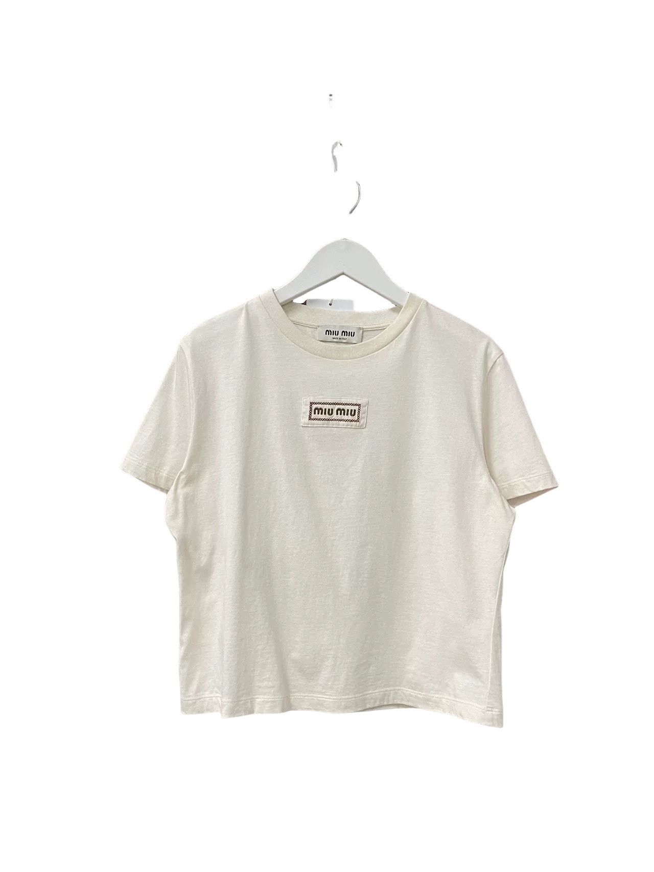 Miu Miu Miu Miu Embroidered Logo T-Shirt Size M Size M / US 6-8 / IT 42-44 - 1 Thumbnail
