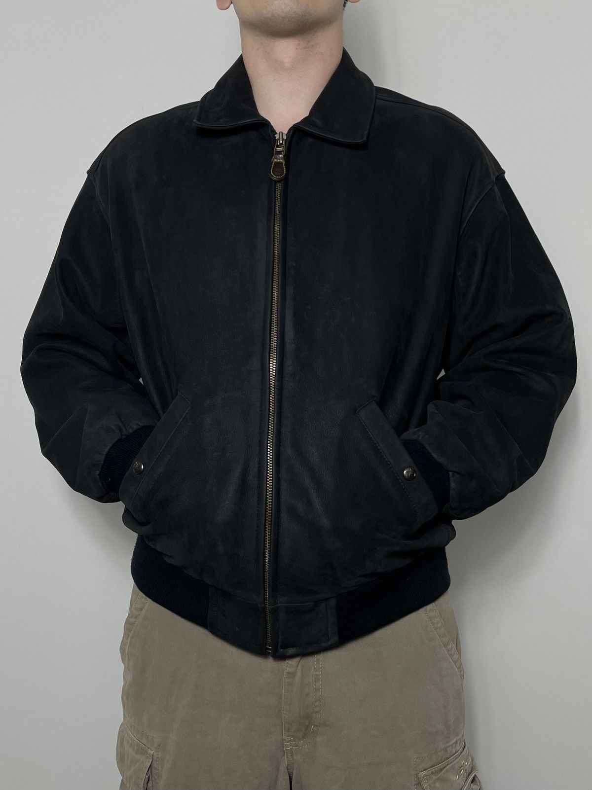 Timberland × Vintage Timberland Leather Black Bomber Weather-gear Size US L / EU 52-54 / 3 - 4 Thumbnail