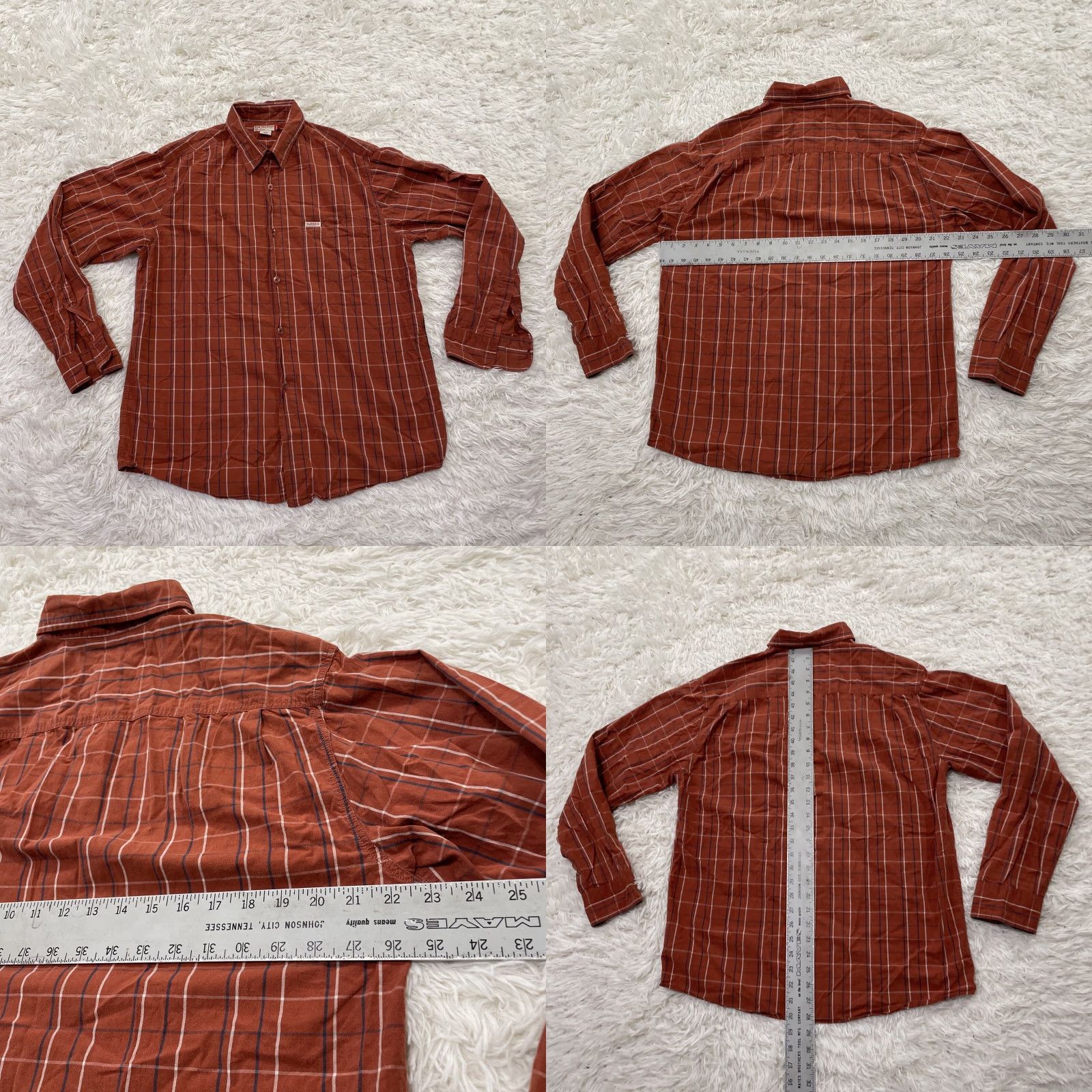 Guess VINTAGE GUESS Long Sleeve Shirt Men M Burnt Orange Western Plaid Streetwear Outdoor Size US M / EU 48-50 / 2 - 10 Thumbnail