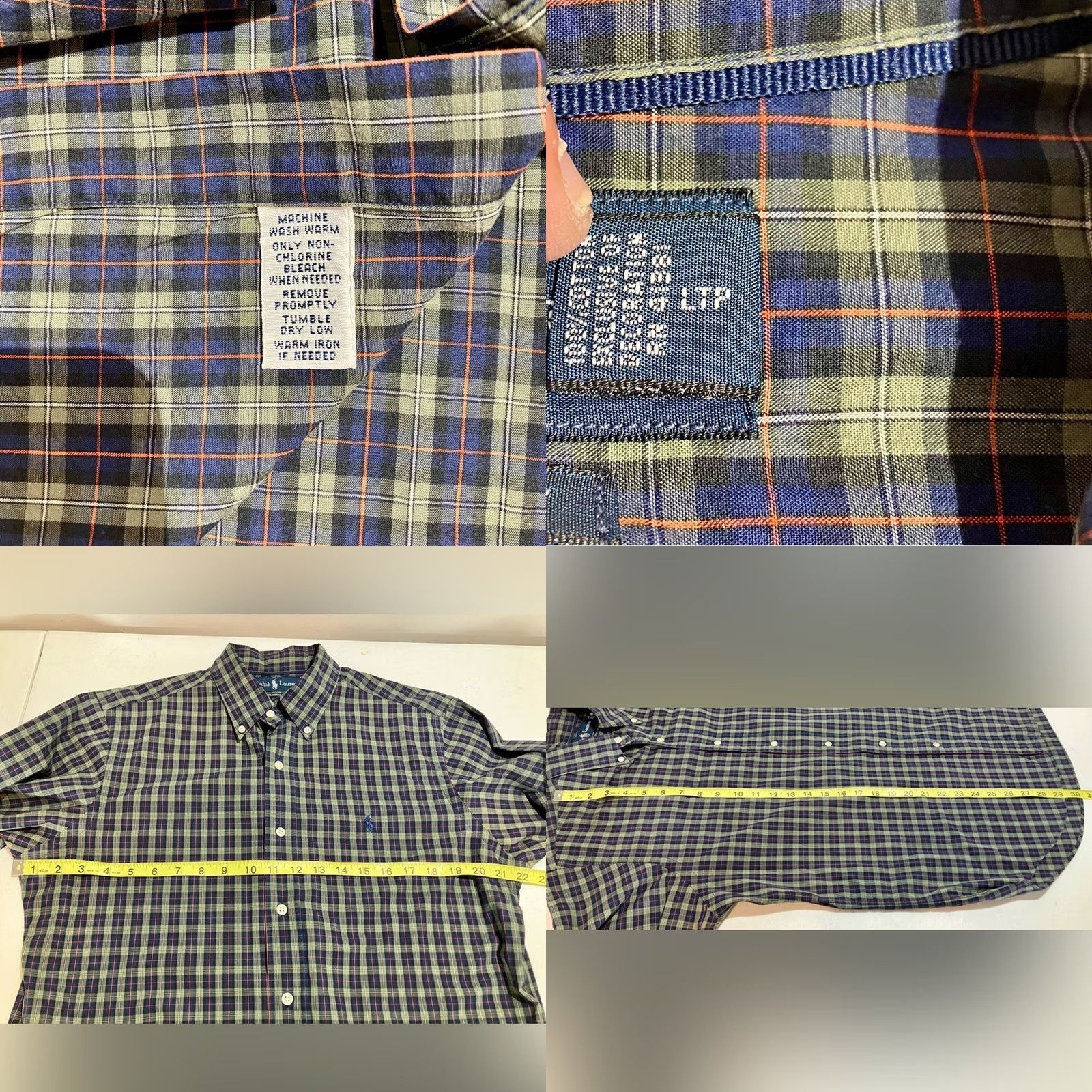 Ralph Lauren VINTAGE Polo Ralph Lauren Shirt M Green Navy Plaid Long Sleeve Button Down Classic Fit Mens 90s Size US M / EU 48-50 / 2 - 8 Thumbnail