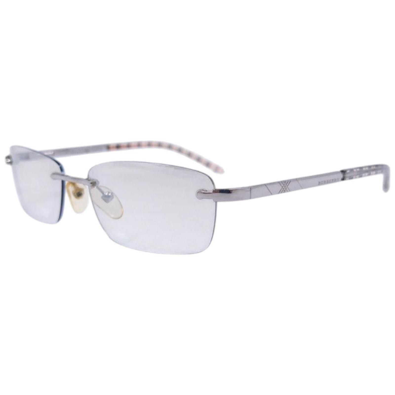 Burberry Vintage Burberry Nova Check Rimless Clear Sunglasses Size ONE SIZE - 1 Thumbnail