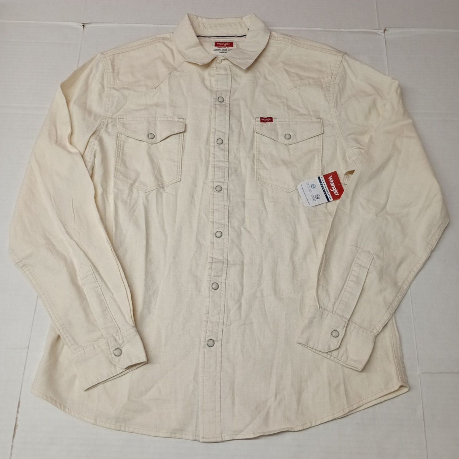Wrangler Wrangler Snap Woven Shirt Men's L Large Cowboy Wash Beige Size US L / EU 52-54 / 3 - 1 Thumbnail