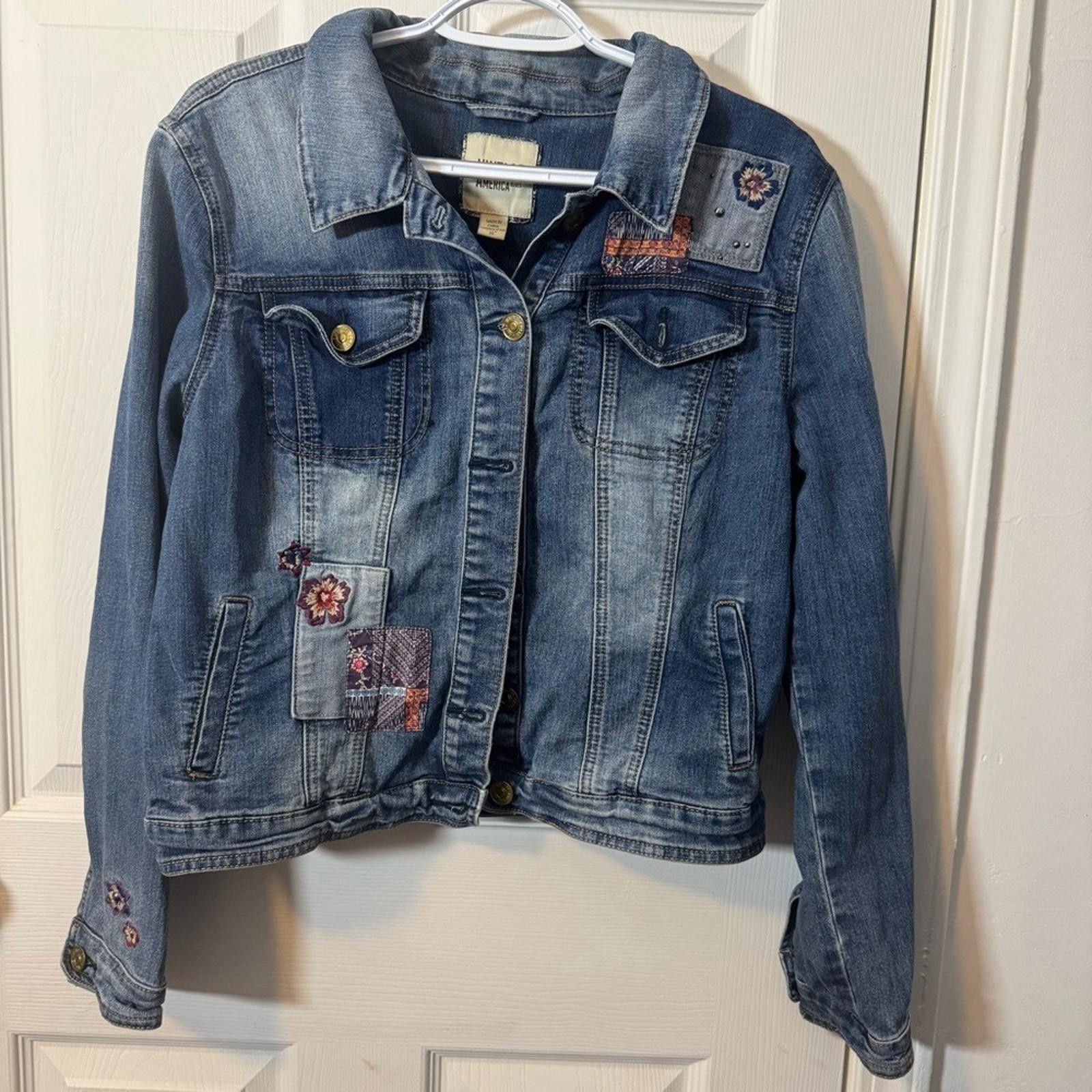 Other Vintage America Embroidered Blue Denim Jacket Size M / US 6-8 / IT 42-44 - 1 Thumbnail