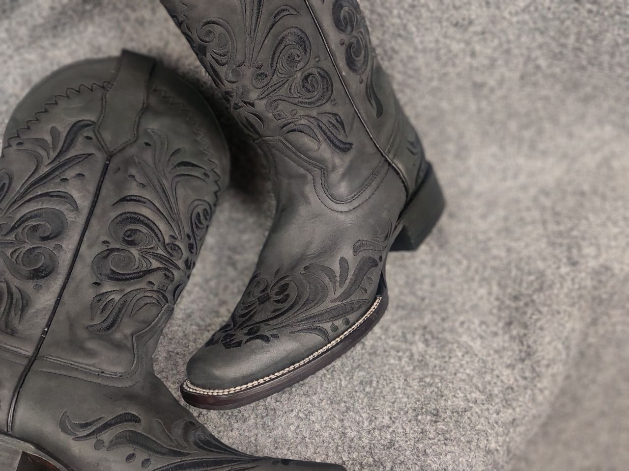 Sancho Boots Circle G Cowboy Western Black Leather Boots Vintage Shoes Size US 9 / IT 39 - 16 Thumbnail