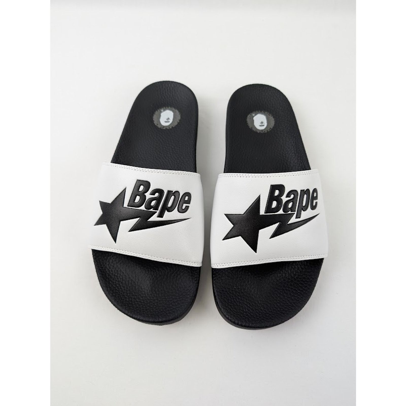 Bape o1rshd1 Bape Logo Slider Slipper Slide in Black/White Size US 8 / EU 41 - 7 Thumbnail