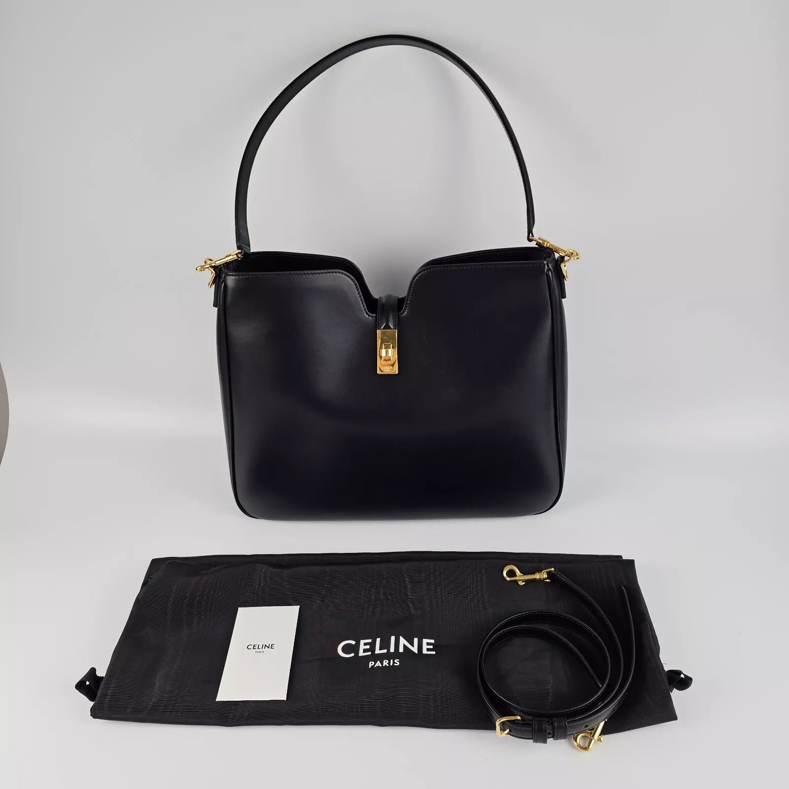 Celine CELINE Camille 16 Medium Black Leather Bag New Size ONE SIZE - 3 Thumbnail