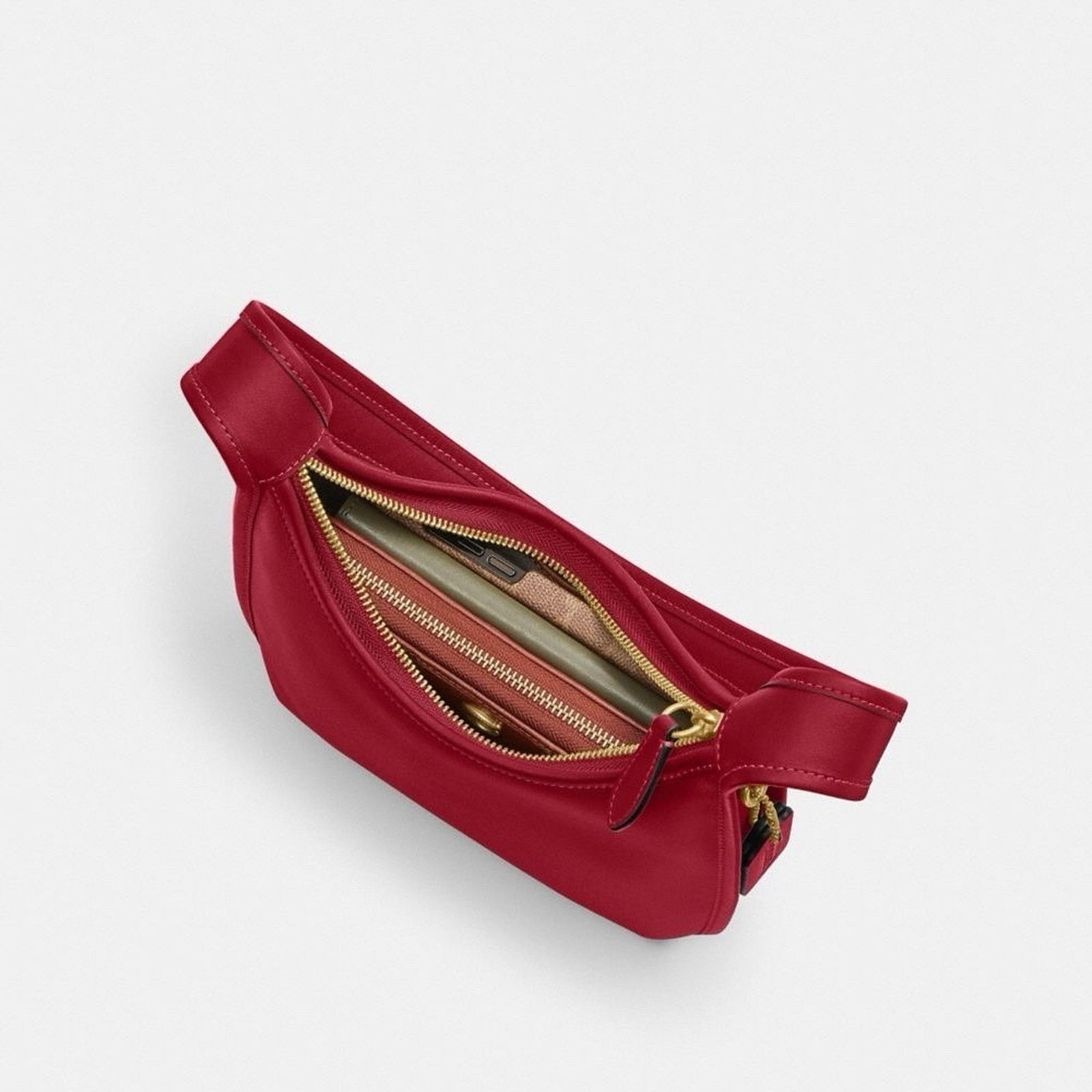 Coach NWT Coach Curve Zip Shoulder Bag Leather CAF11 Ruby Size ONE SIZE - 6 Thumbnail