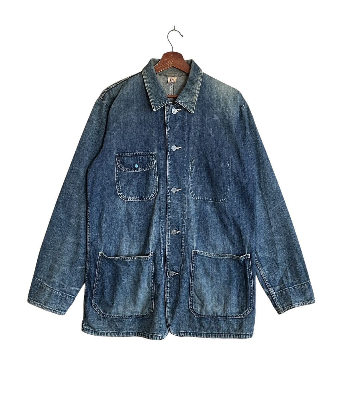 45rpm Rare Vintage Japanese Brand 45rpm Chore Denim Jacket 1990s Size US S / EU 44-46 / 1 - 1 Thumbnail