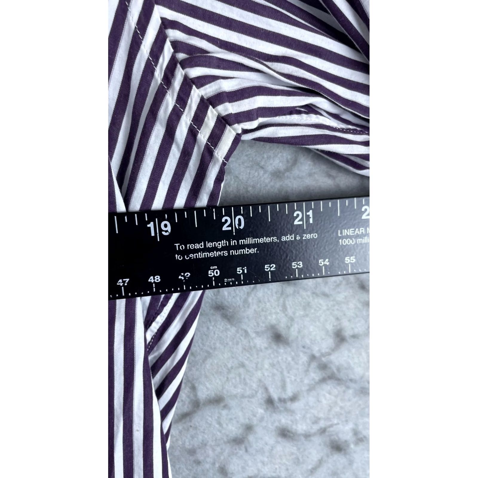 Ermenegildo Zegna Ermenegildo Zegna Dress Shirt Mens 15.5 Purple Stripe Classic Fit Long Sleeve Size 42R - 4 Thumbnail