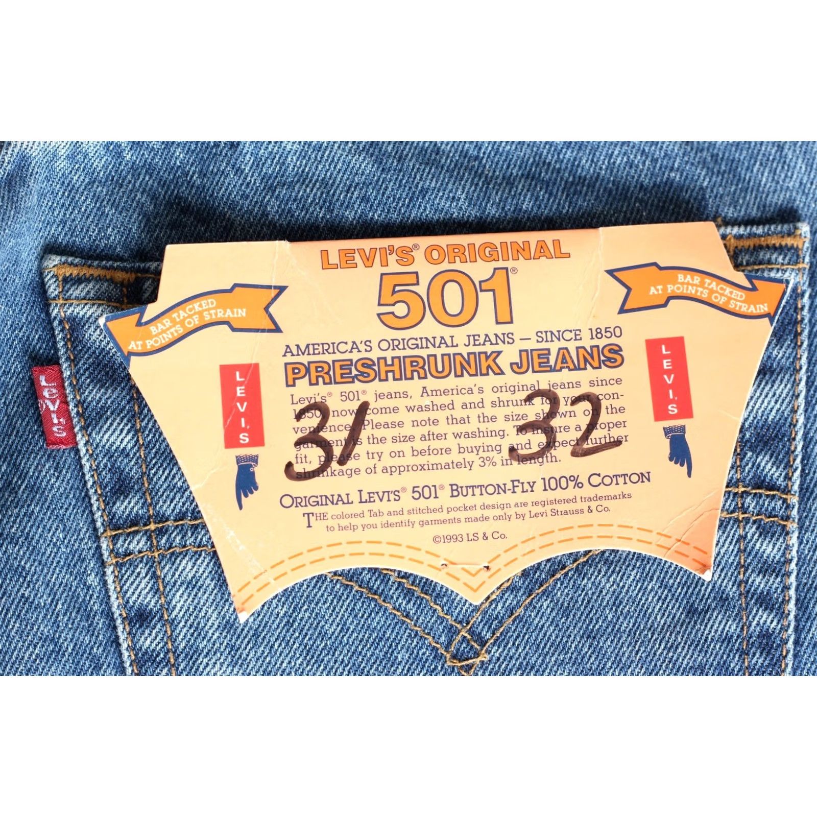 Levi's VINTAGE Levi’s 501 Jeans Men 31/32 W31 L32 Regular Straight Preshrunk 1999 December Blue Size US 31 - 5 Thumbnail