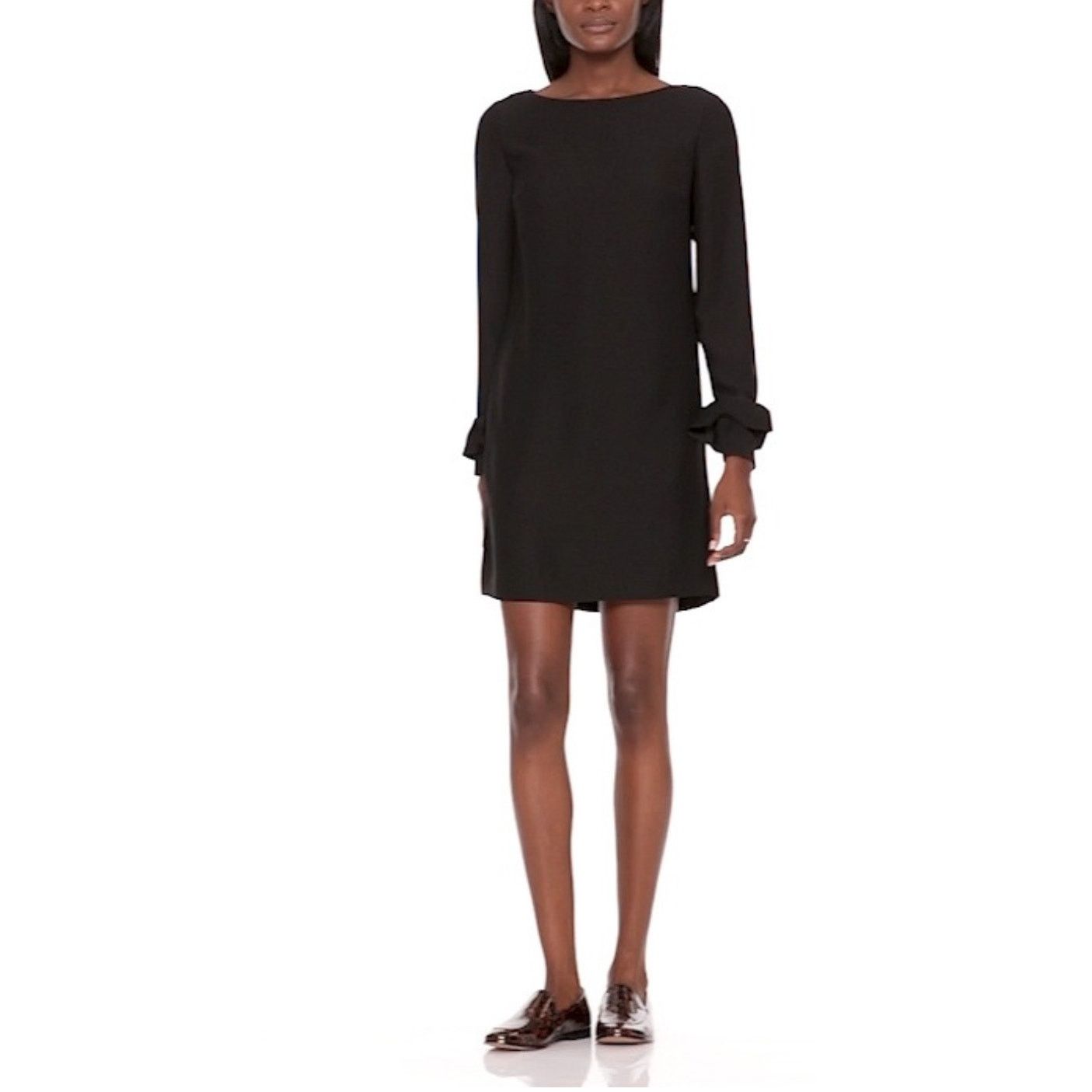 Banana Republic Banana Republic - Ruffle-Cuff Button-Back Dress / 4P / Black Size S / US 4 / IT 40 - 1 Thumbnail