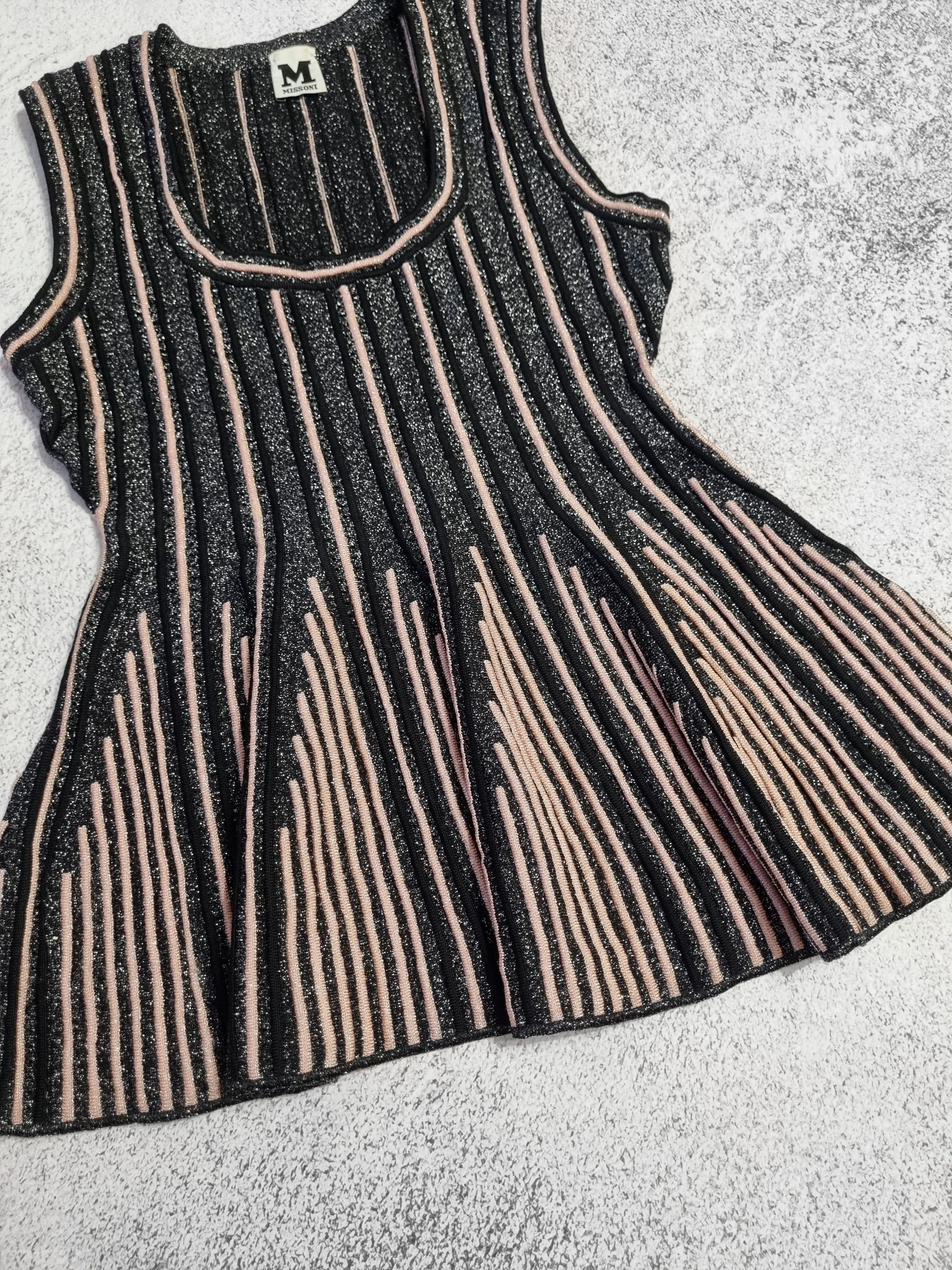 Missoni Missoni Black Stripe Lurex Knit Flared Tank Top Size S / US 4 / IT 40 - 5 Thumbnail