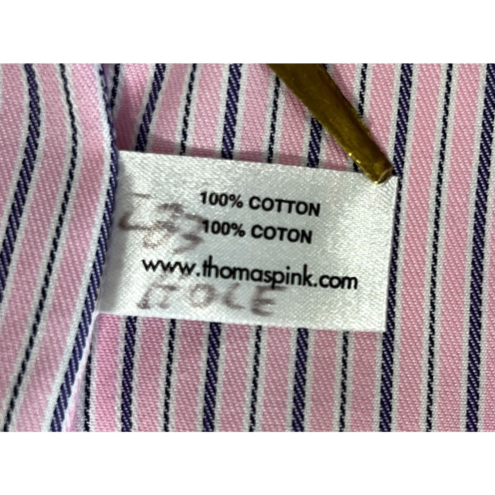 Pinko VINTAGE Men's Thomas Pink Traveller Shirt Striped Pink Sz 16 41-93cm 100% Cotton Dress Shirt Size US L / EU 52-54 / 3 - 7 Thumbnail