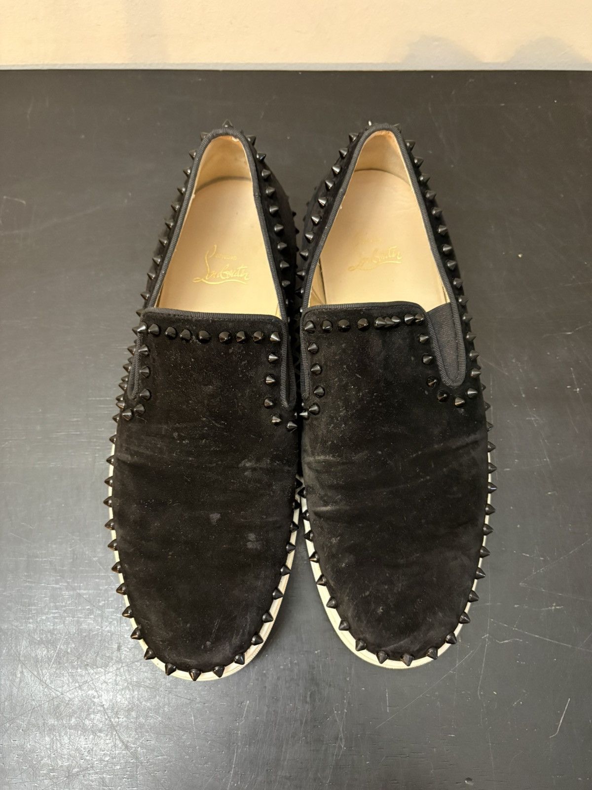 Christian Louboutin Christian Louboutin Red Bottom Pik Boat Spike Sneakers Black Size US 9.5 / EU 42-43 - 2 Thumbnail