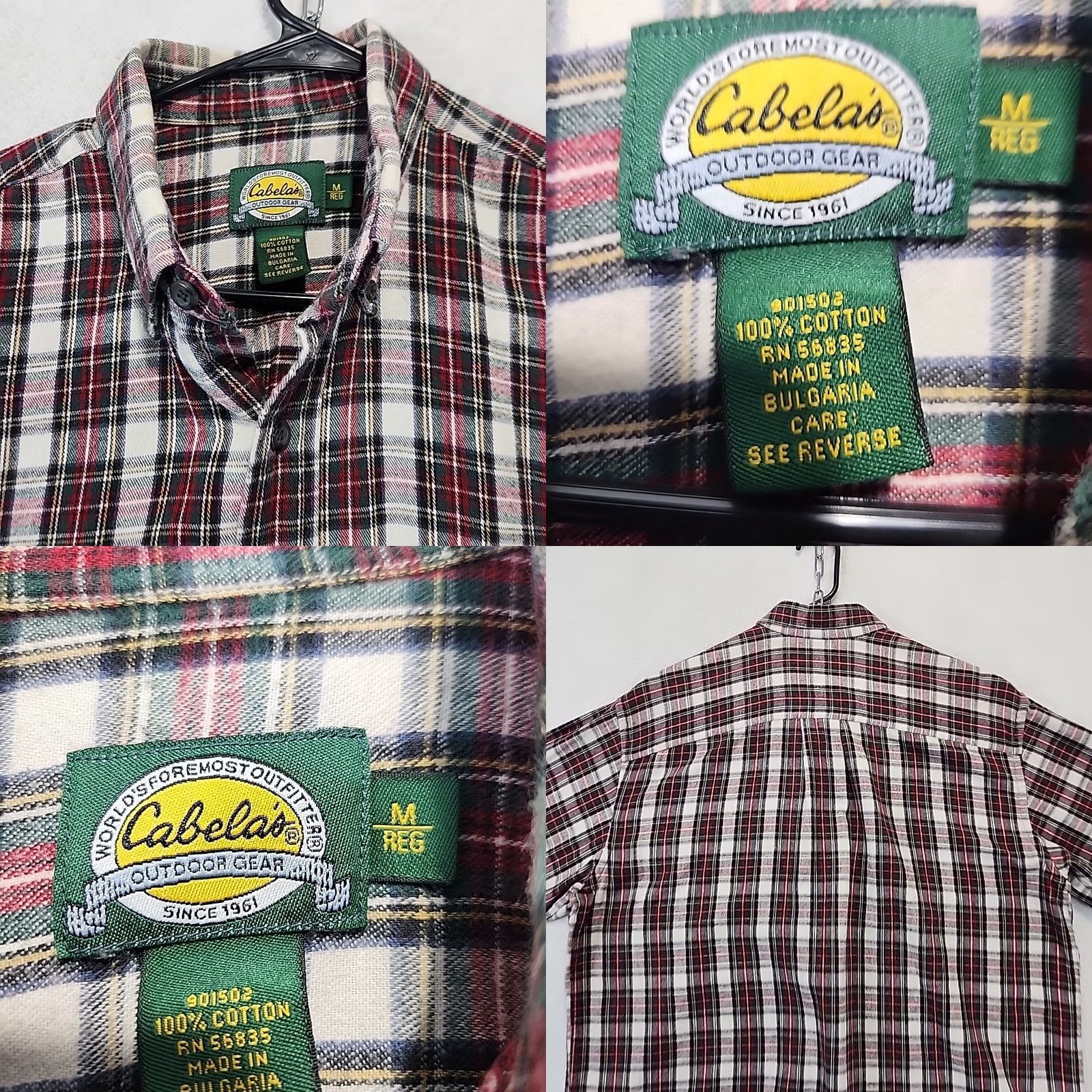 Vintage Cabela’s Christmas Red Green Plaid Flannel Men Sz M Button Down Holiday Shirt Size US M / EU 48-50 / 2 - 9 Thumbnail