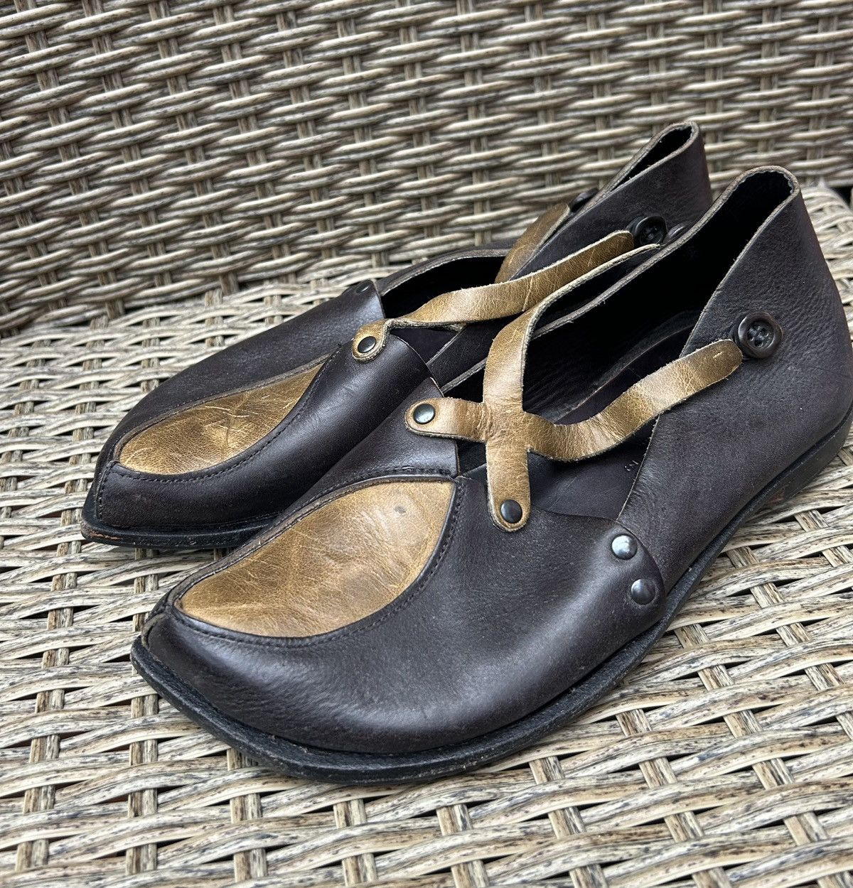 CYDWOQ × Handmade CYDWOQ Pedal Leather Flats Mary Jane Shoes Sz 36 Hand Made Size US 6 / IT 36 - 1 Thumbnail