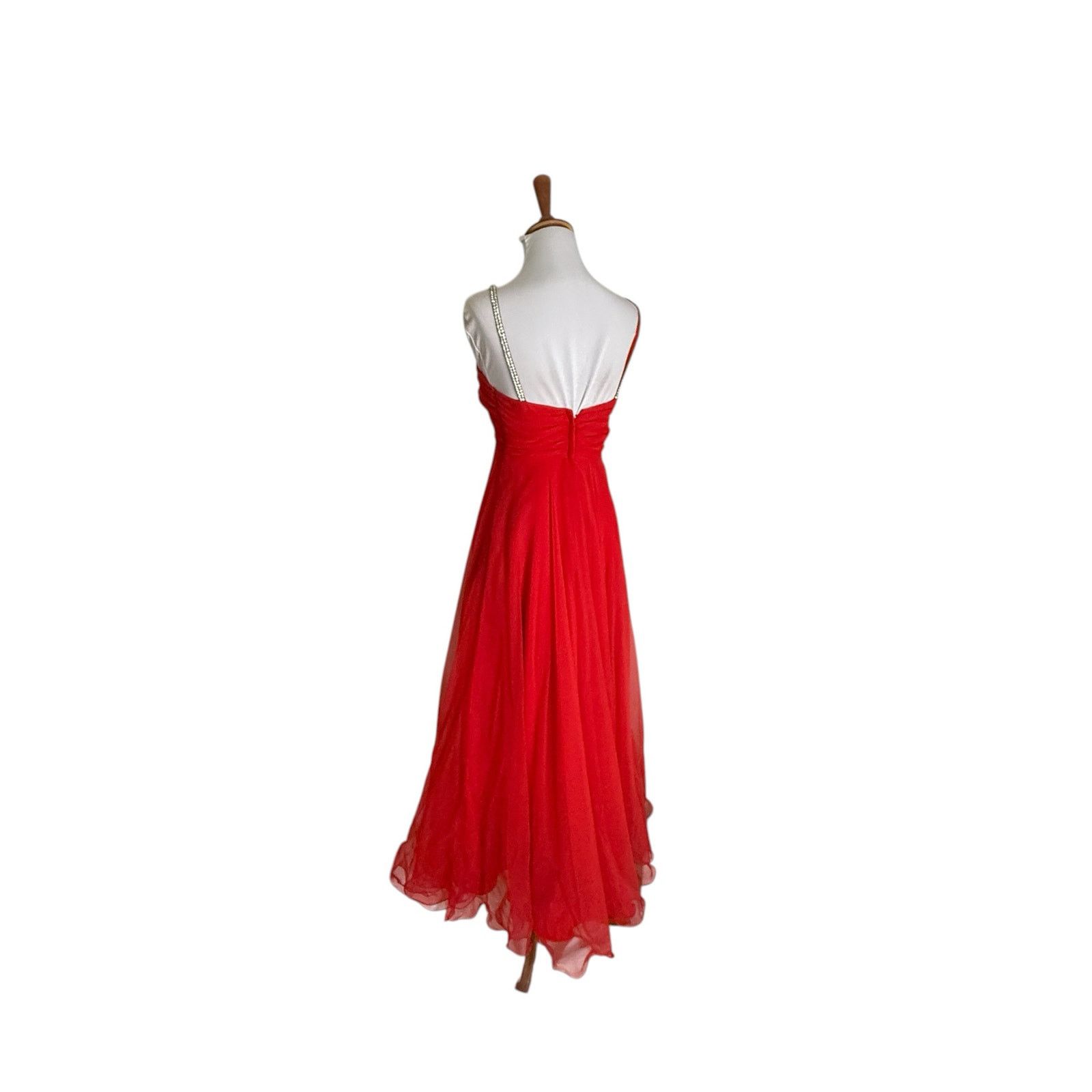 Vintage Vintage Red Chiffon Formal Dress Rhinestone Bust XS 80s Prom Size XS / US 0-2 / IT 36-38 - 5 Thumbnail