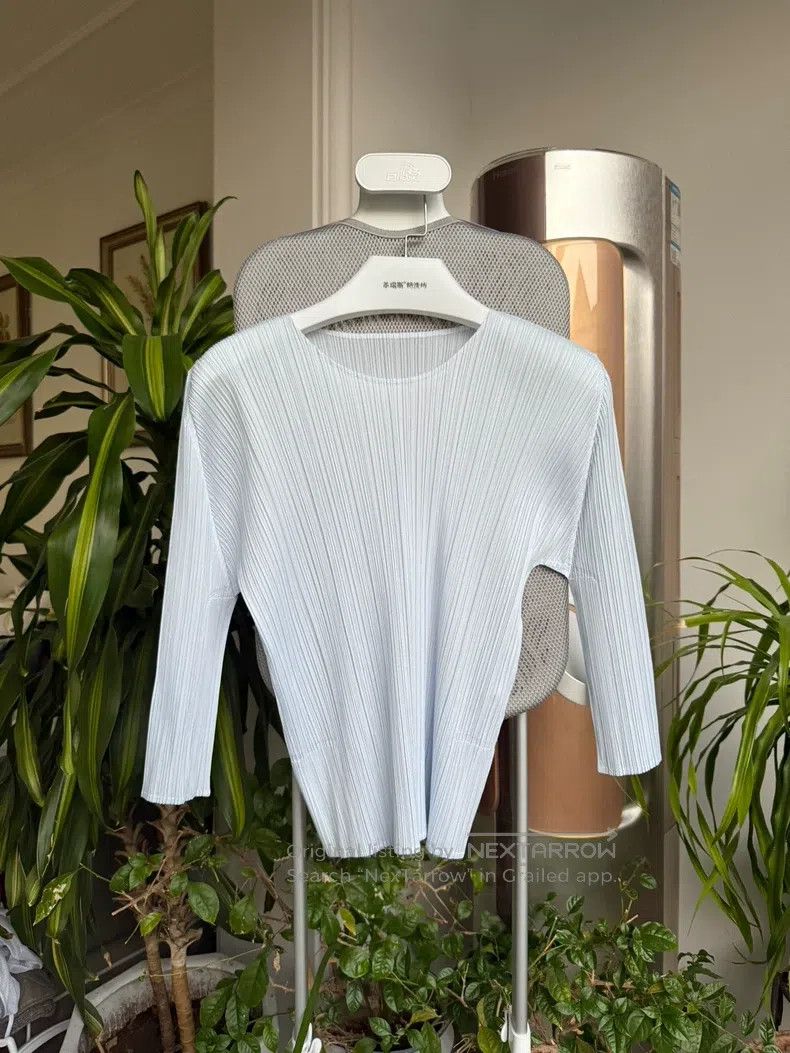 Issey Miyake Issey Miyake Light Blue 3/4 Sleeve Top Size L / US 10 / IT 46 - 1 Thumbnail