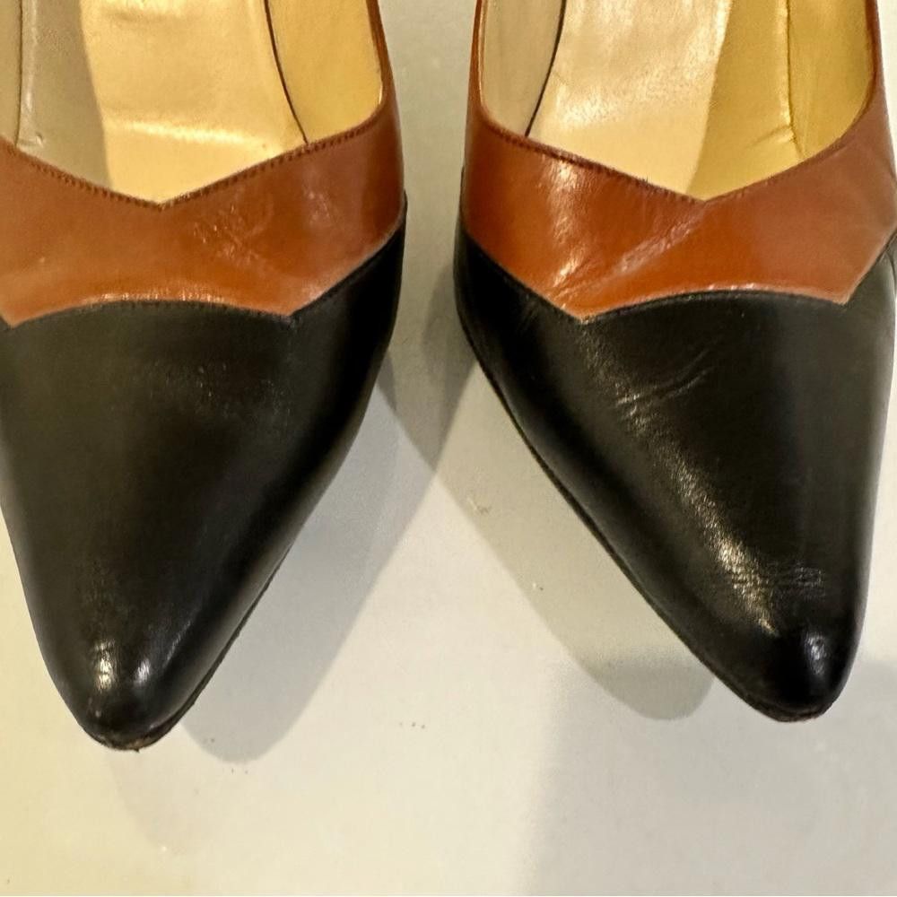 Manolo Blahnik Manolo Blahnik Black and Brown Leather Geometric Pumps 39.5 Size US 8.5 / IT 38.5 - 5 Thumbnail