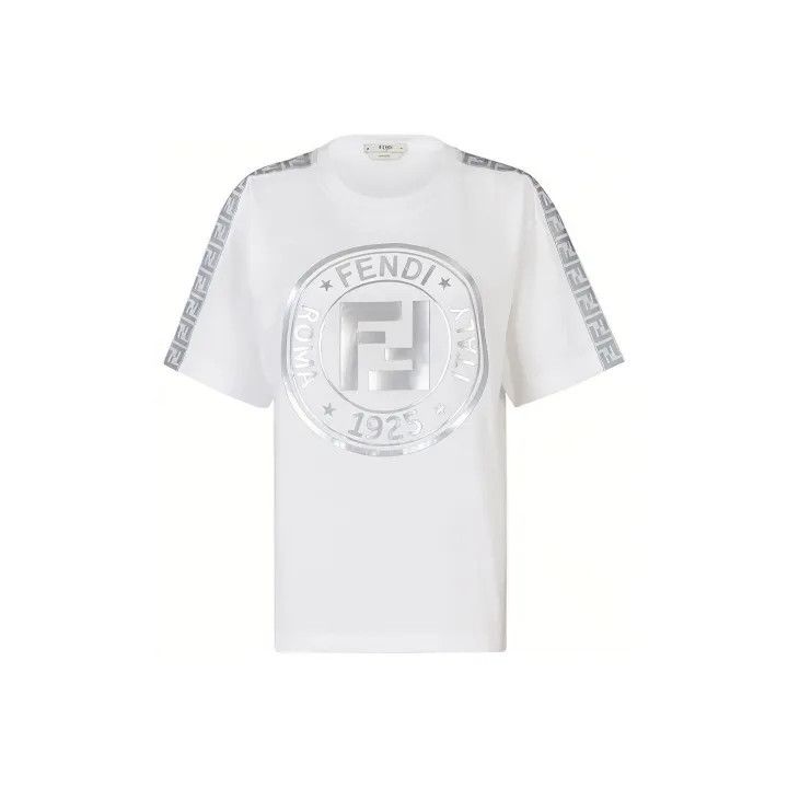 Fendi Fendi Large Logo Cotton T-Shirt for Women 0079 Size M / US 6-8 / IT 42-44 - 1 Thumbnail
