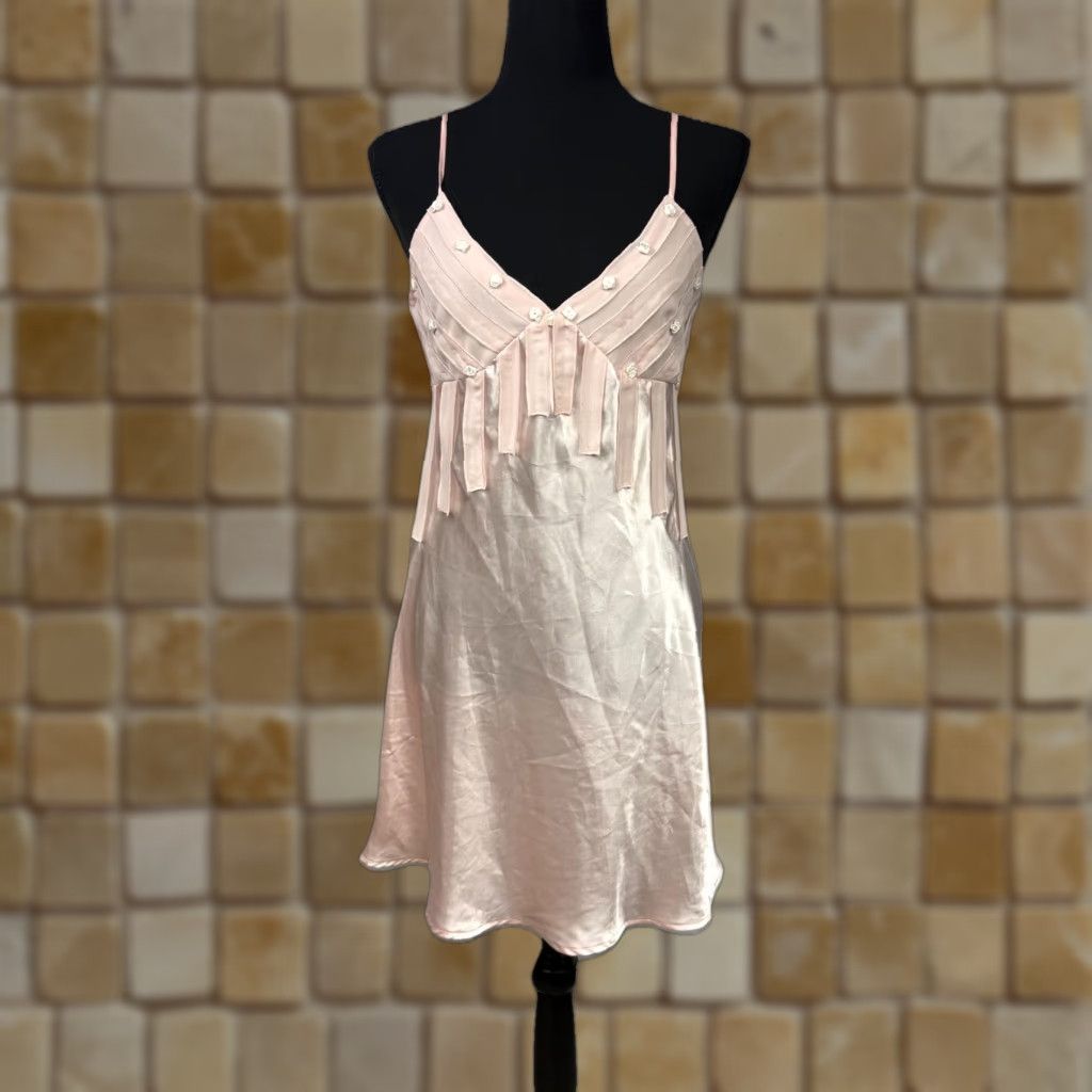 Madison VINTAGE Madison Studio Intimates Slip Dress Womens Satin Nightgown Chemise Sz 8 Pink Roses Fringe Satin Nightgown Womens 8 Size M / US 6-8 / IT 42-44 - 1 Thumbnail