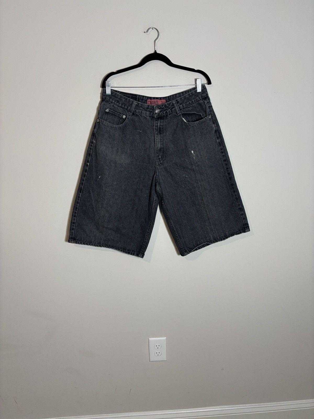 Vintage Vintage Chams Black Denim Shorts Distressed Skater Y2K Size US 33 - 1 Thumbnail